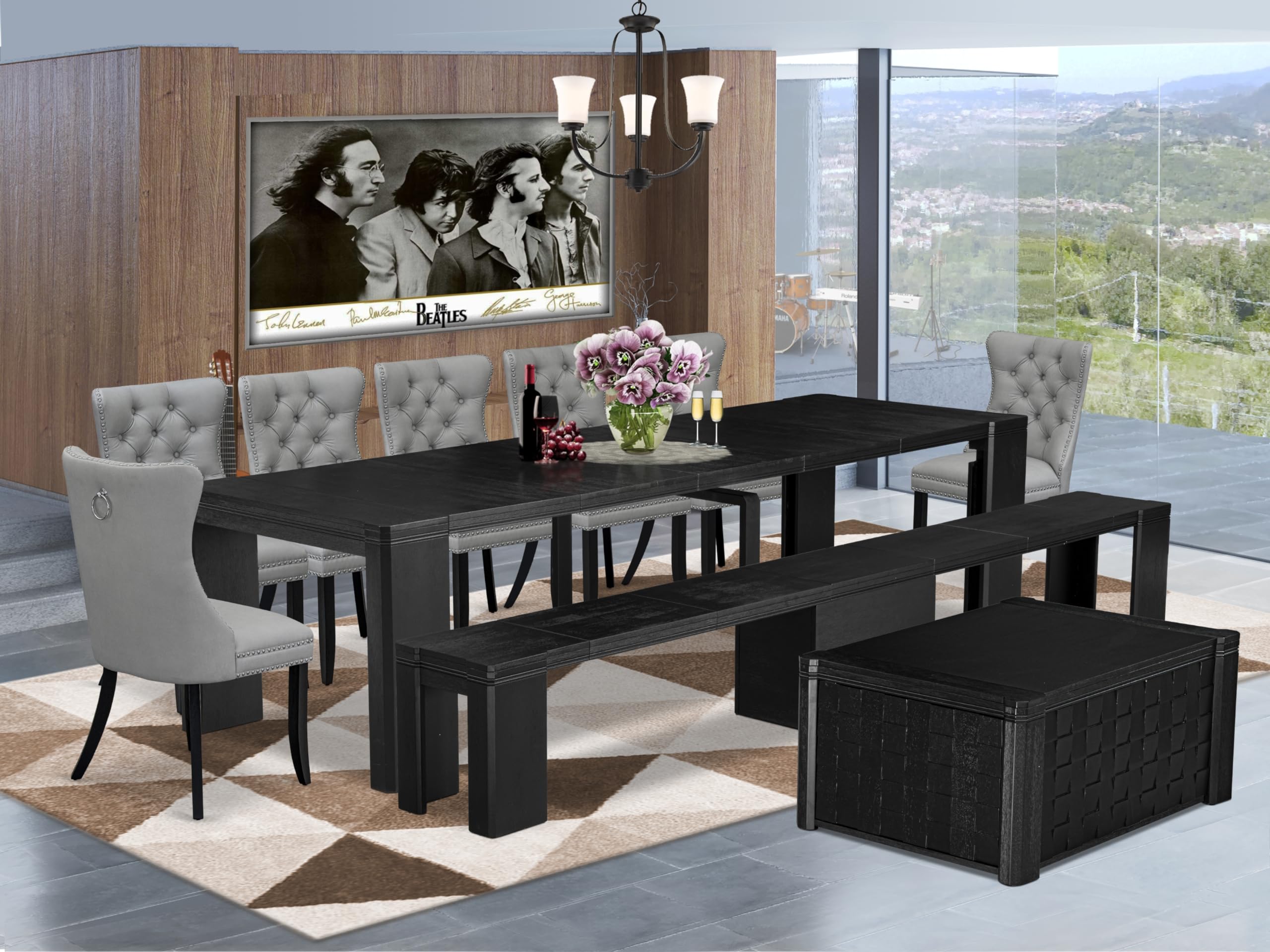 10-piece Dining Room Table Set a Rectangular Kitchen Table with a coffee Table