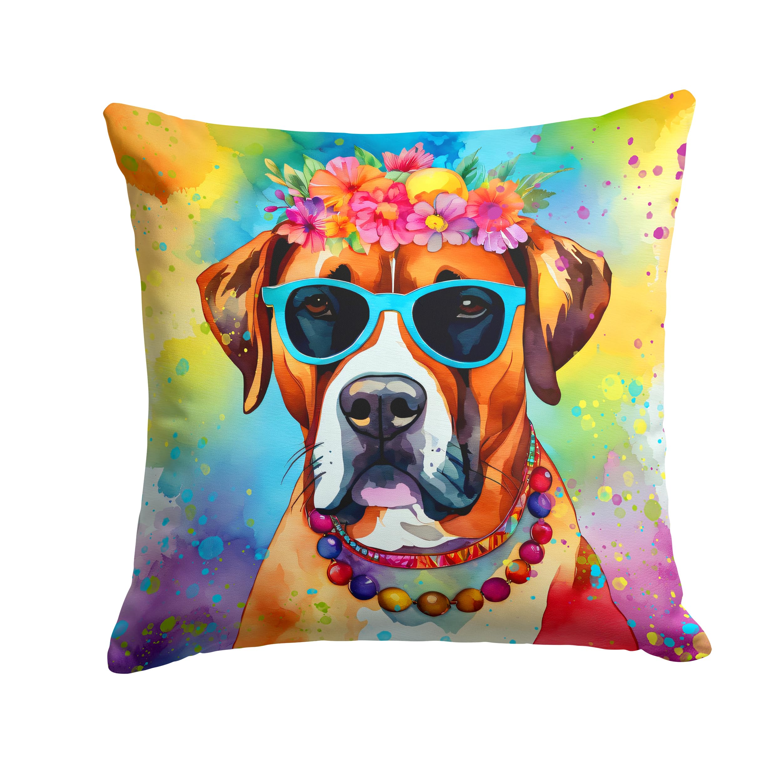 Boxer Hippie Dawg Throw Pillow