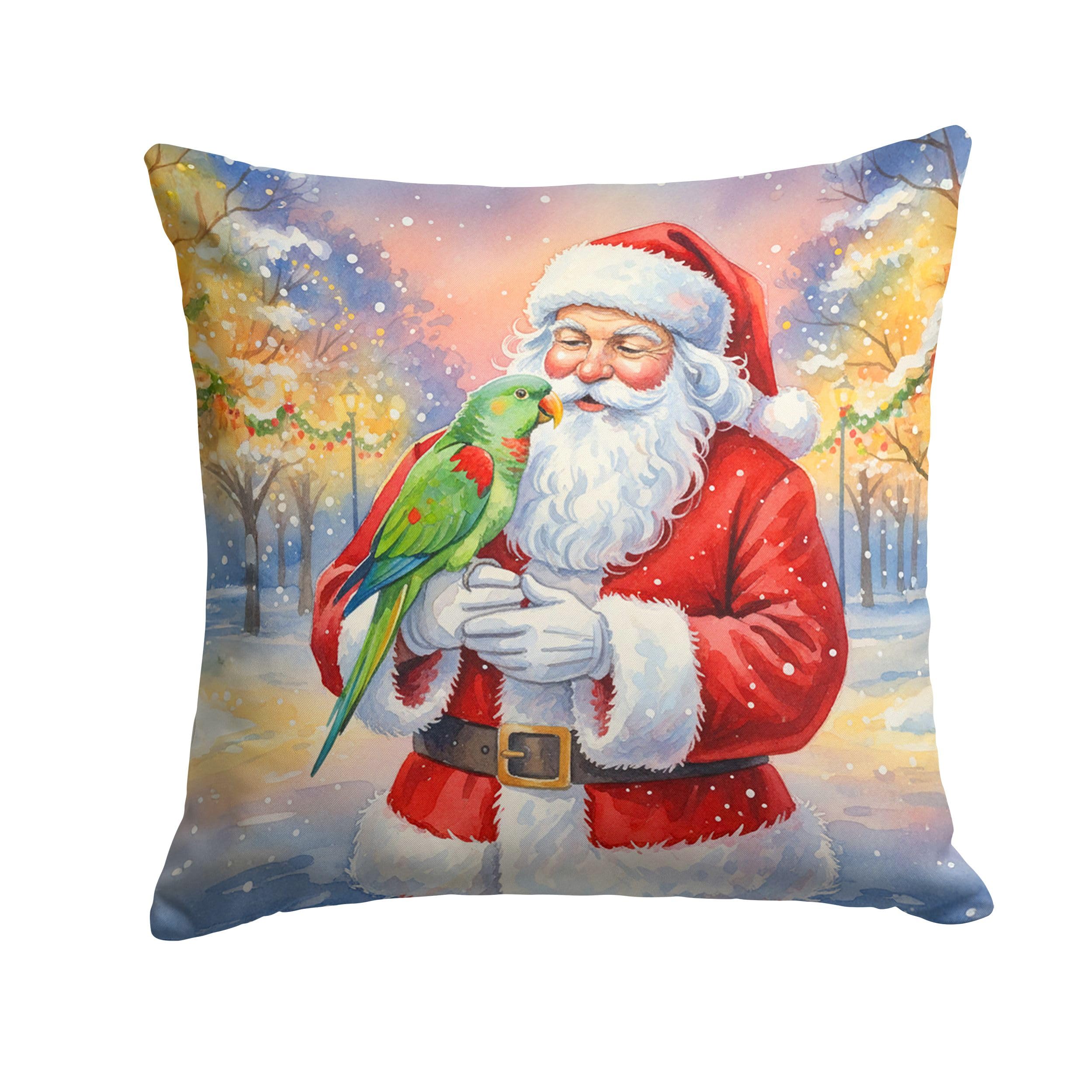 Carolines Treasures Male Eclectus with Santa Claus Throw Pillow Decorative Indoor Outdoor Accent Cushion for Couch, Bed or Patio, 18Hx18W