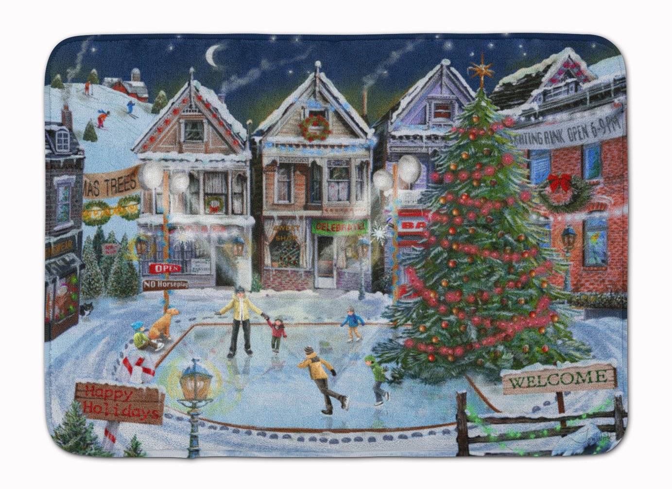 Carolines Treasures Christmas Family Skate Night Floor Mat, 19 X 27, Multicolor