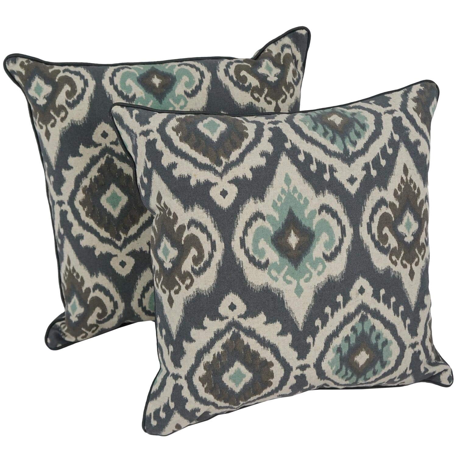 Blazing Needles 18-inch Corded Throw Pillows with Inserts (Set of 2) - Navy Ogee