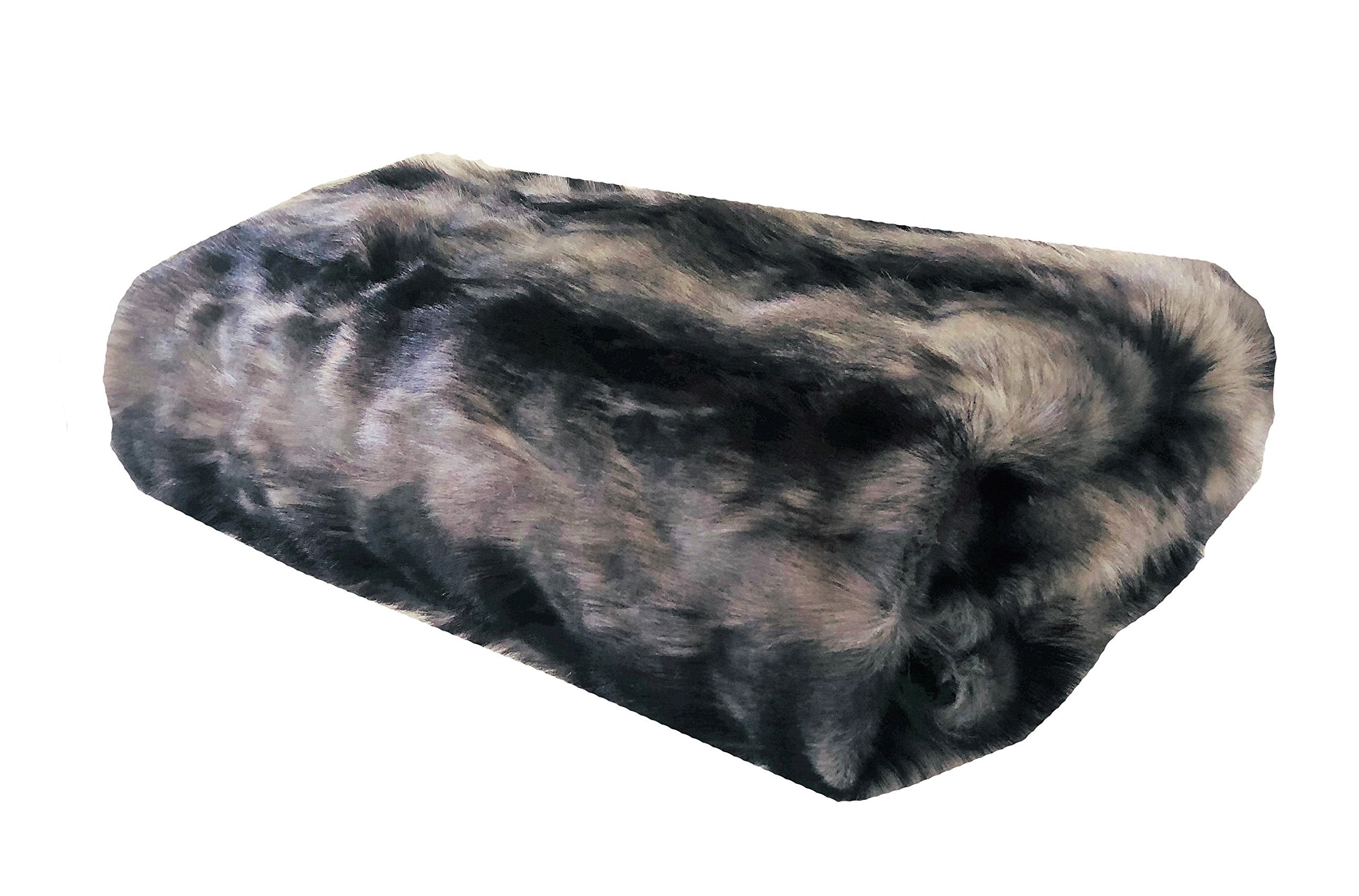 Plutus Brandy Grey Faux Fox Throw, (Throw 48W x 60L)