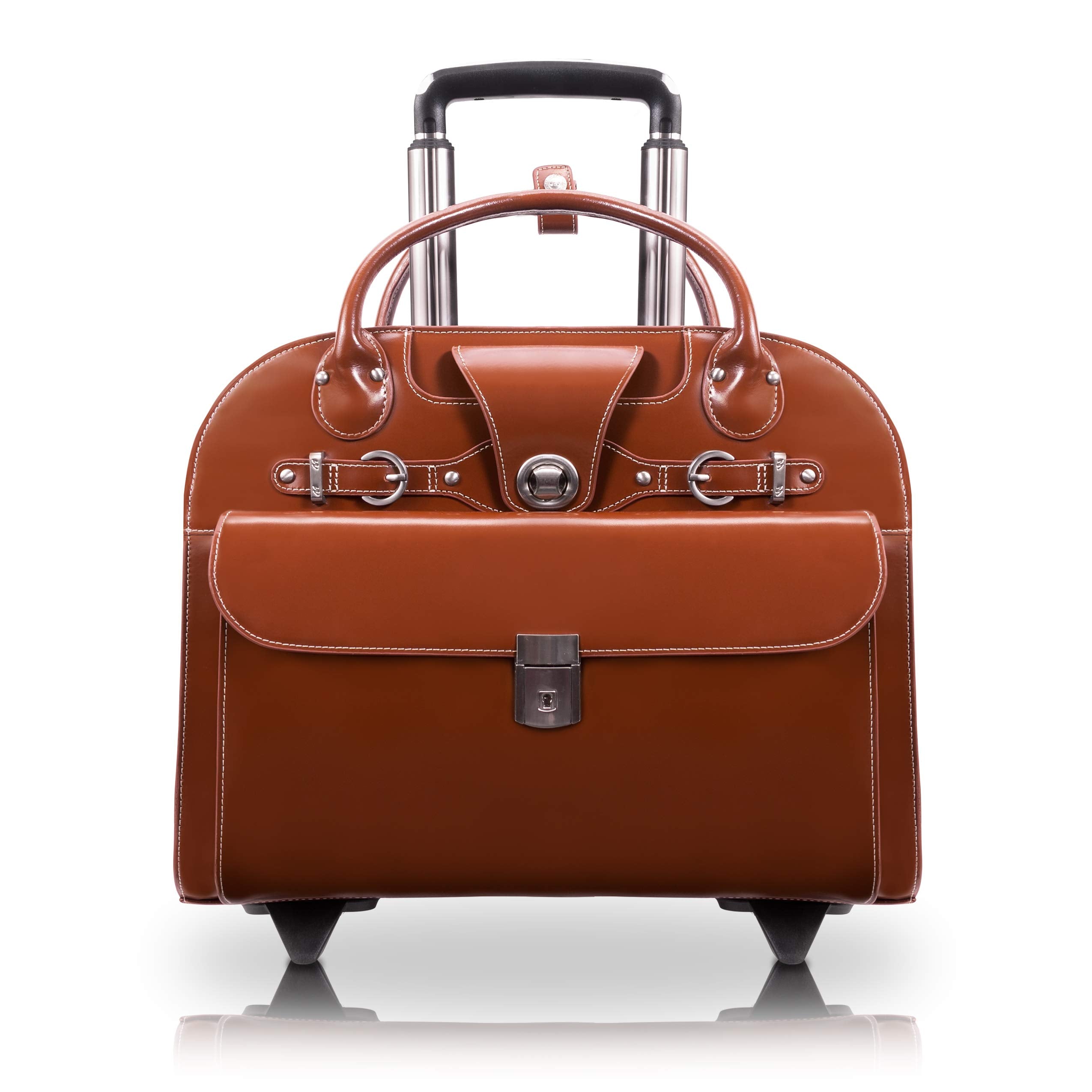 Mcklein Women'S Edgebrook Wheeled Non-Detachable Briefcase, Brown, 17X6X13.5