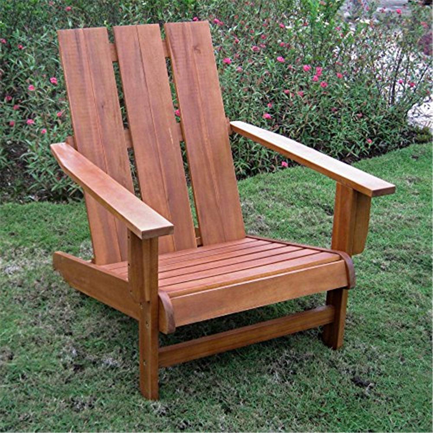 Royal Fiji Acacia Large Square Back Adirondack Chair with Antique Hand Scraped Finish - Rustic Brown