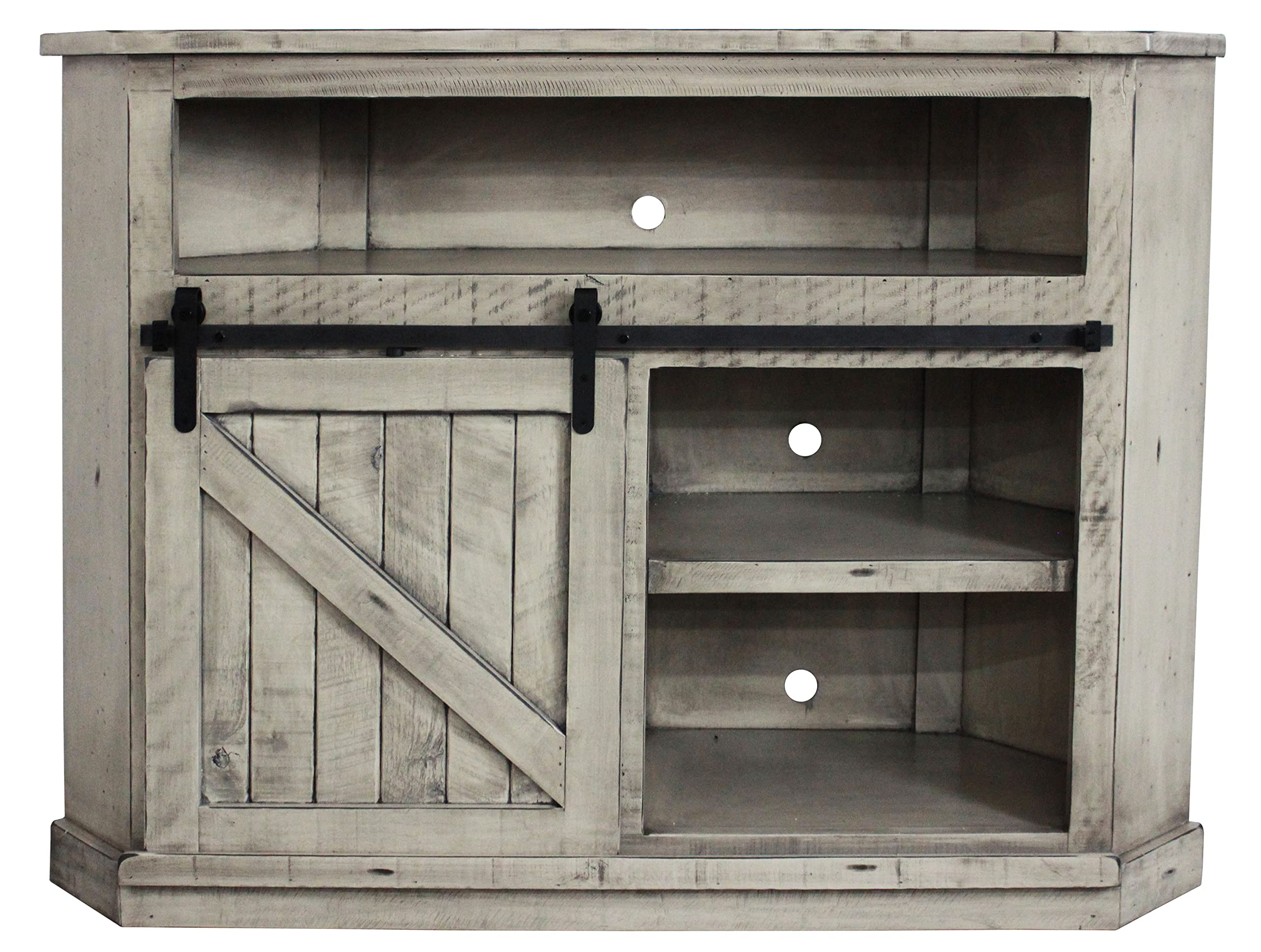 Rustic Tall Bower Corner TV Cart in Rustic Dela Verria