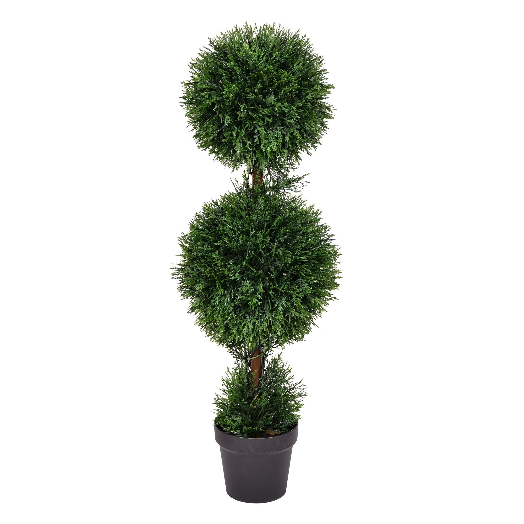 Casafoyer 3-Foot Faux Cedar Double Ball Topiary - UV Resistant, No Maintenance ( Pack of 2 )