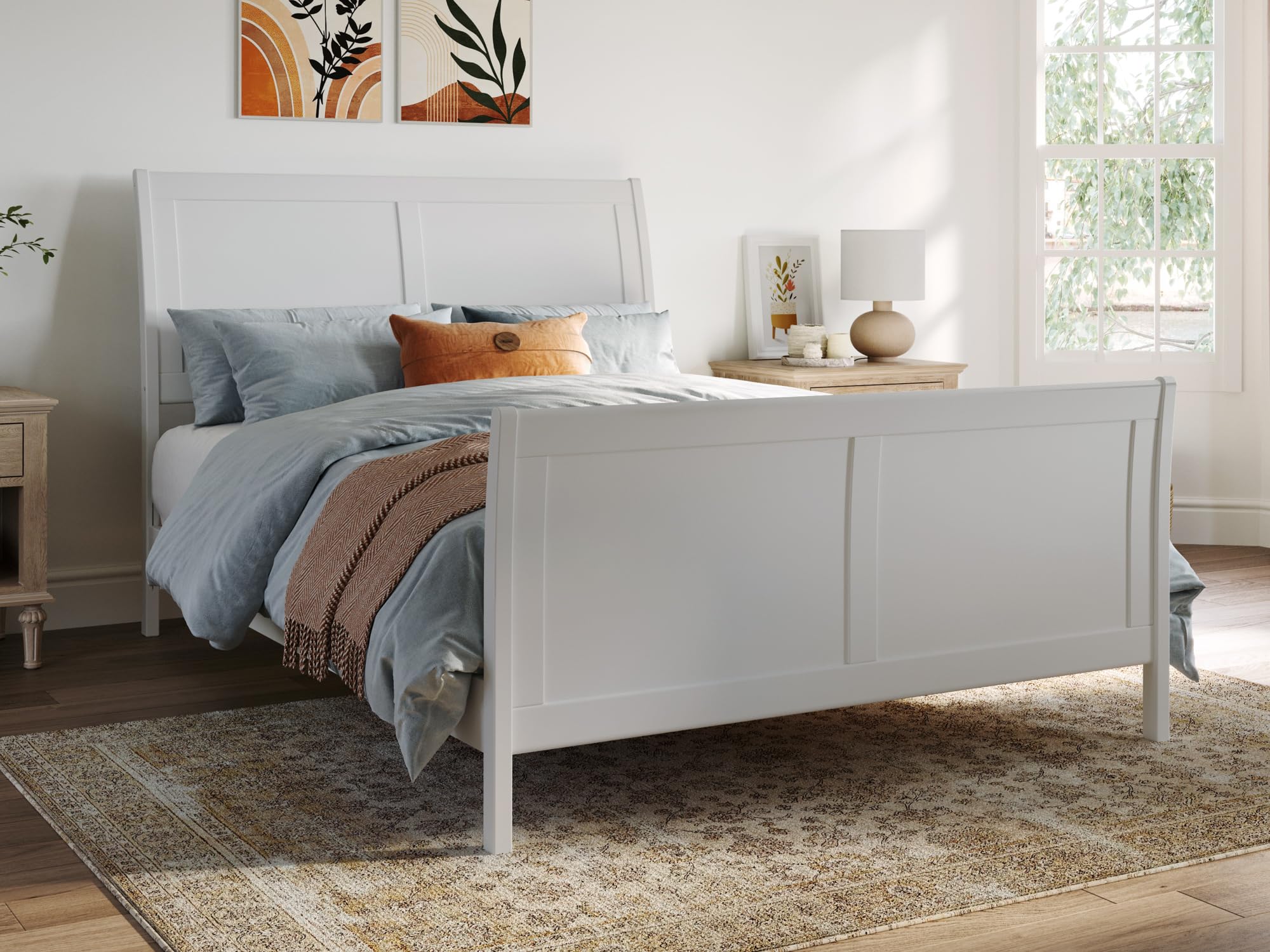 Portland Platform Bed F with MFB WH