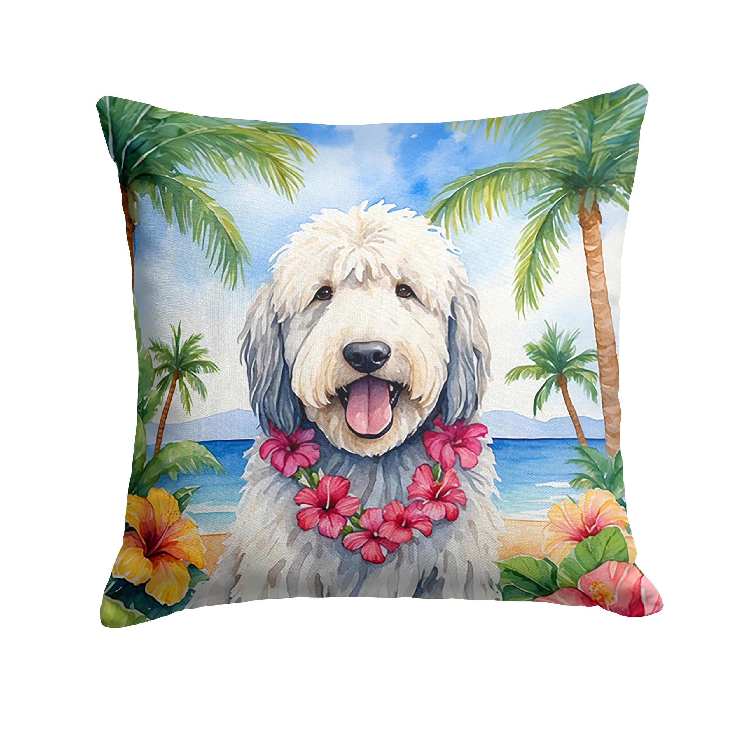 Carolines Treasures Luau Party Decorative Throw Pillow, 18Hx18W, Komondor 6460