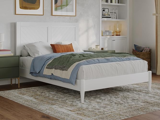 Berkshire Full Solid Wood Low Profile Platform Bed in White