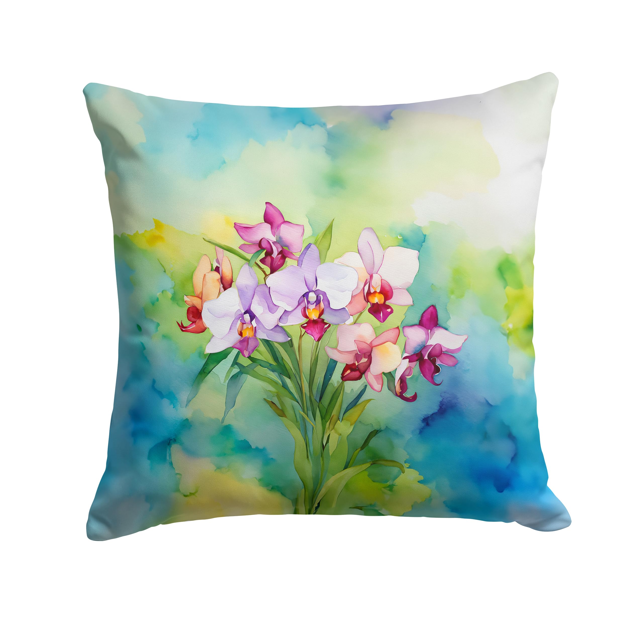 Orchids in Watercolor Throw Pillow