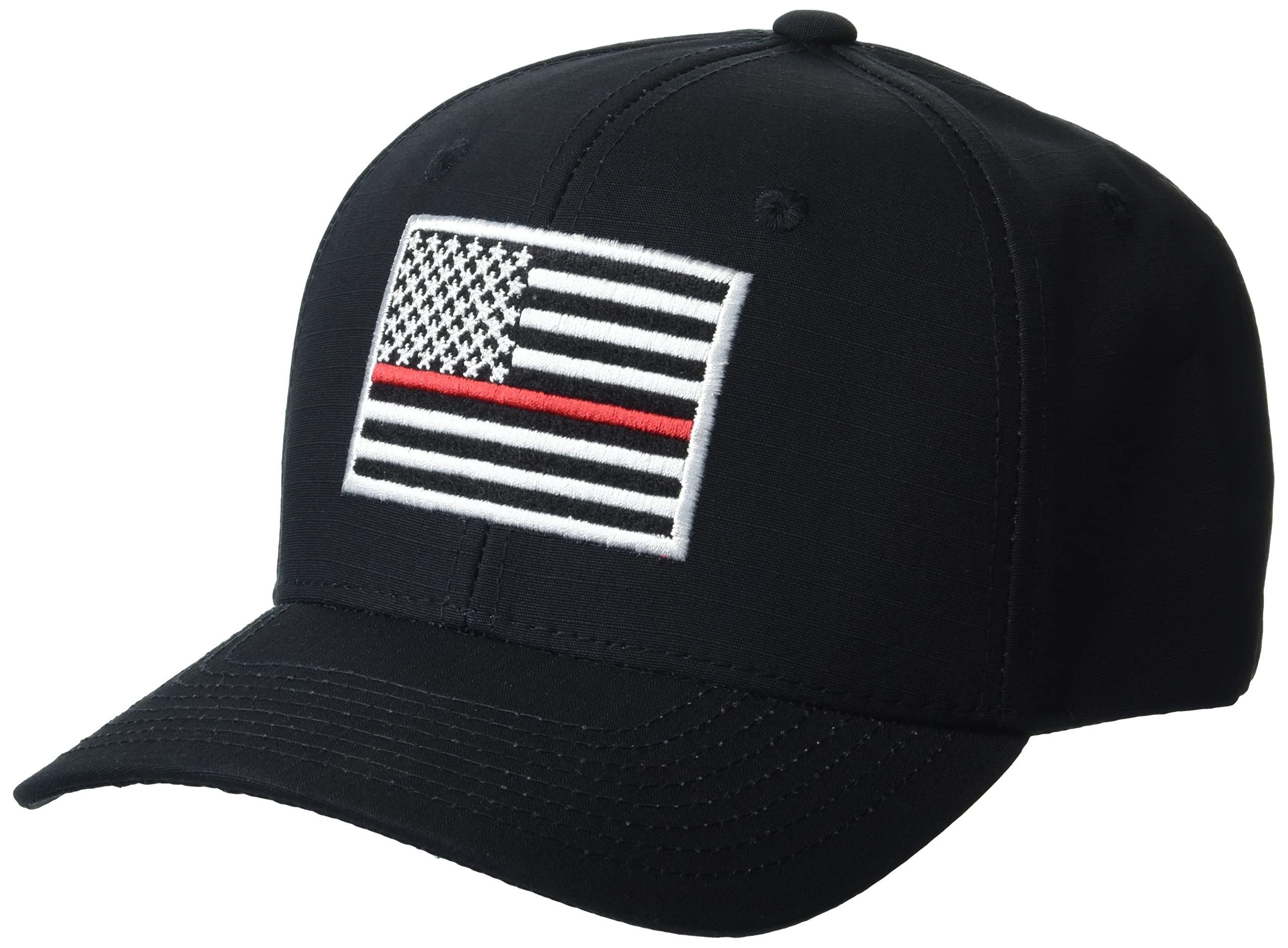 Emb. Ripstop Cap,Thin Red Line, Black
