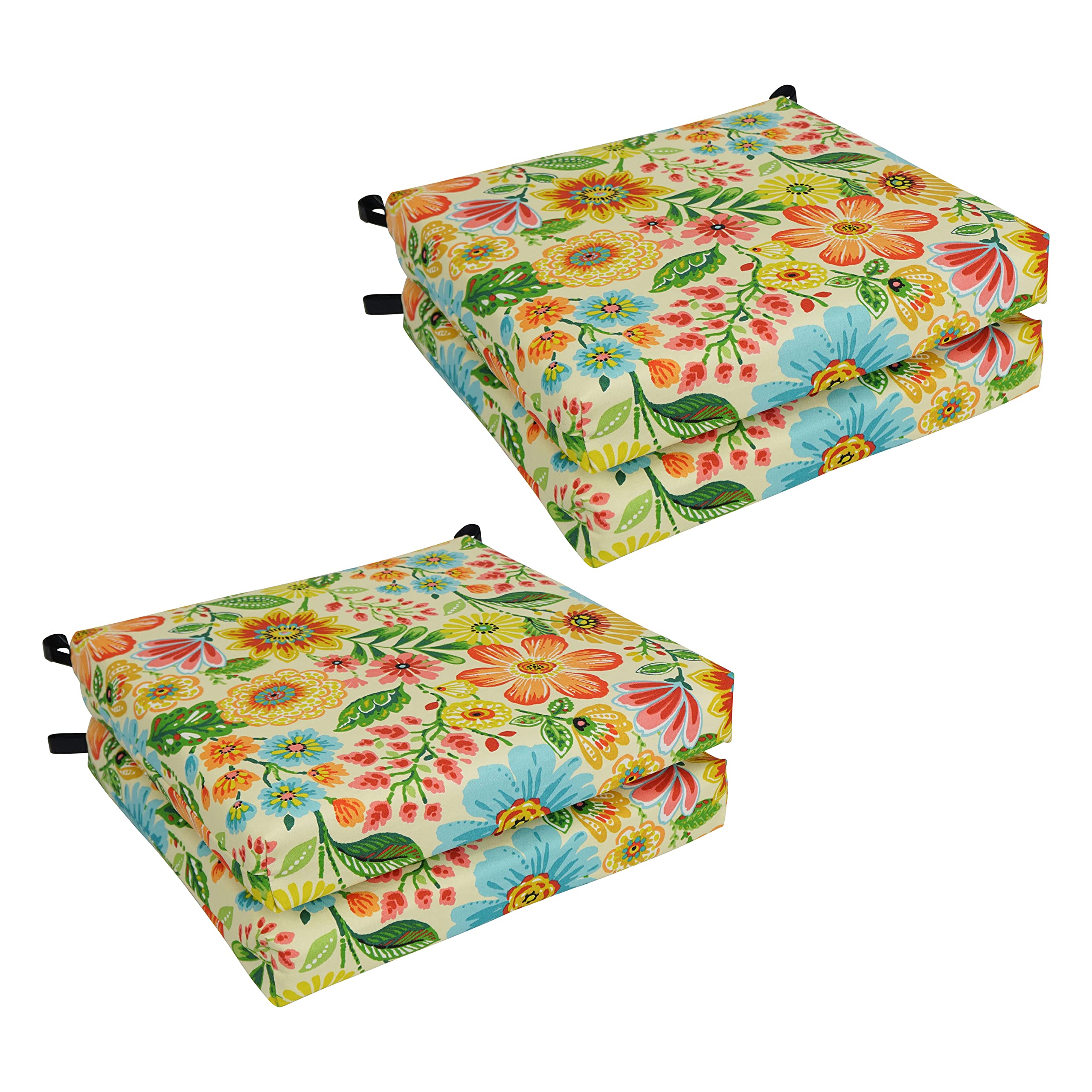 20-inch by 19-inch Patterned Outdoor Spun Polyester Chair Cushions (Set of 4)  93454-4CH-REO-60