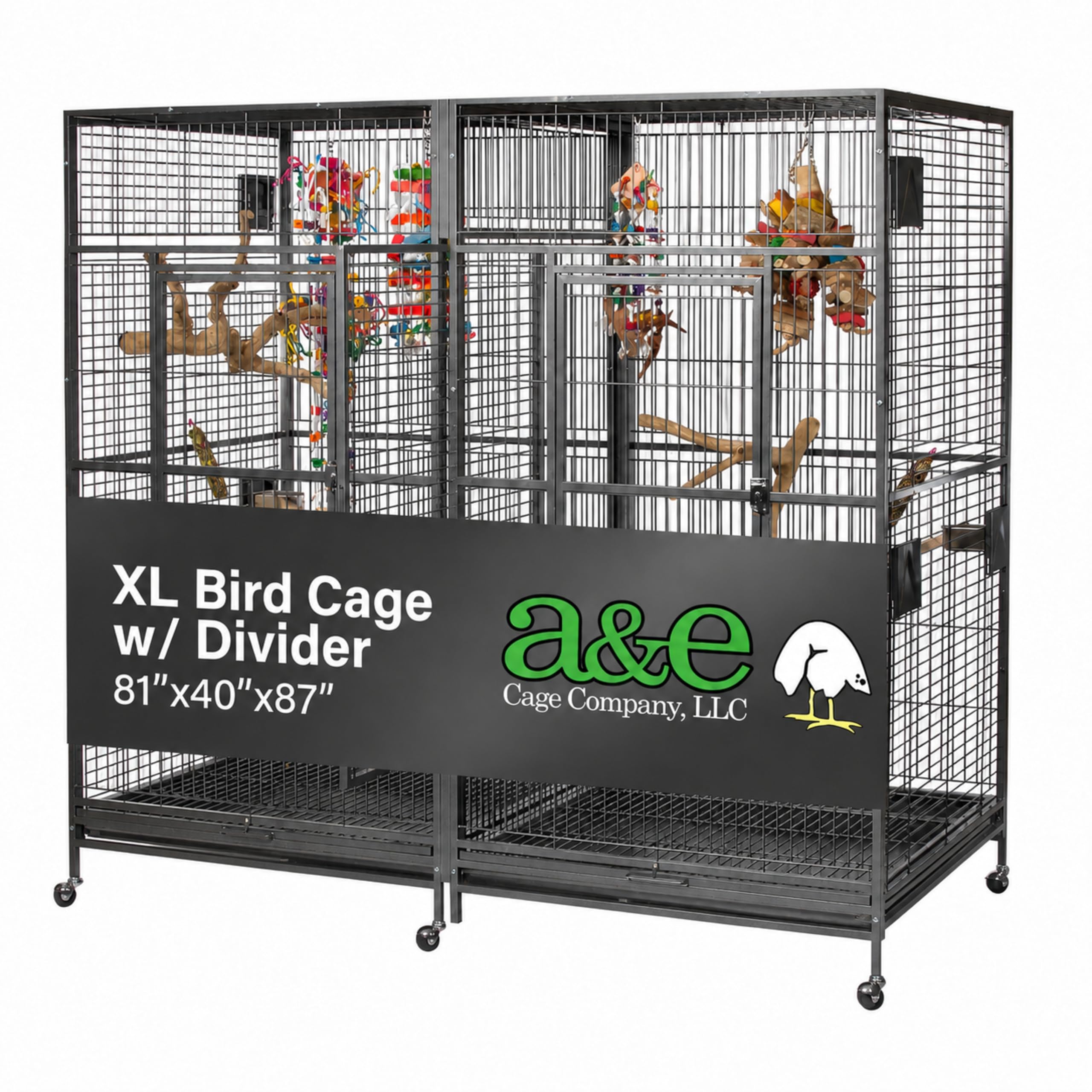 80x40″ Double Macaw Cage with Divider 8040FL Black″
