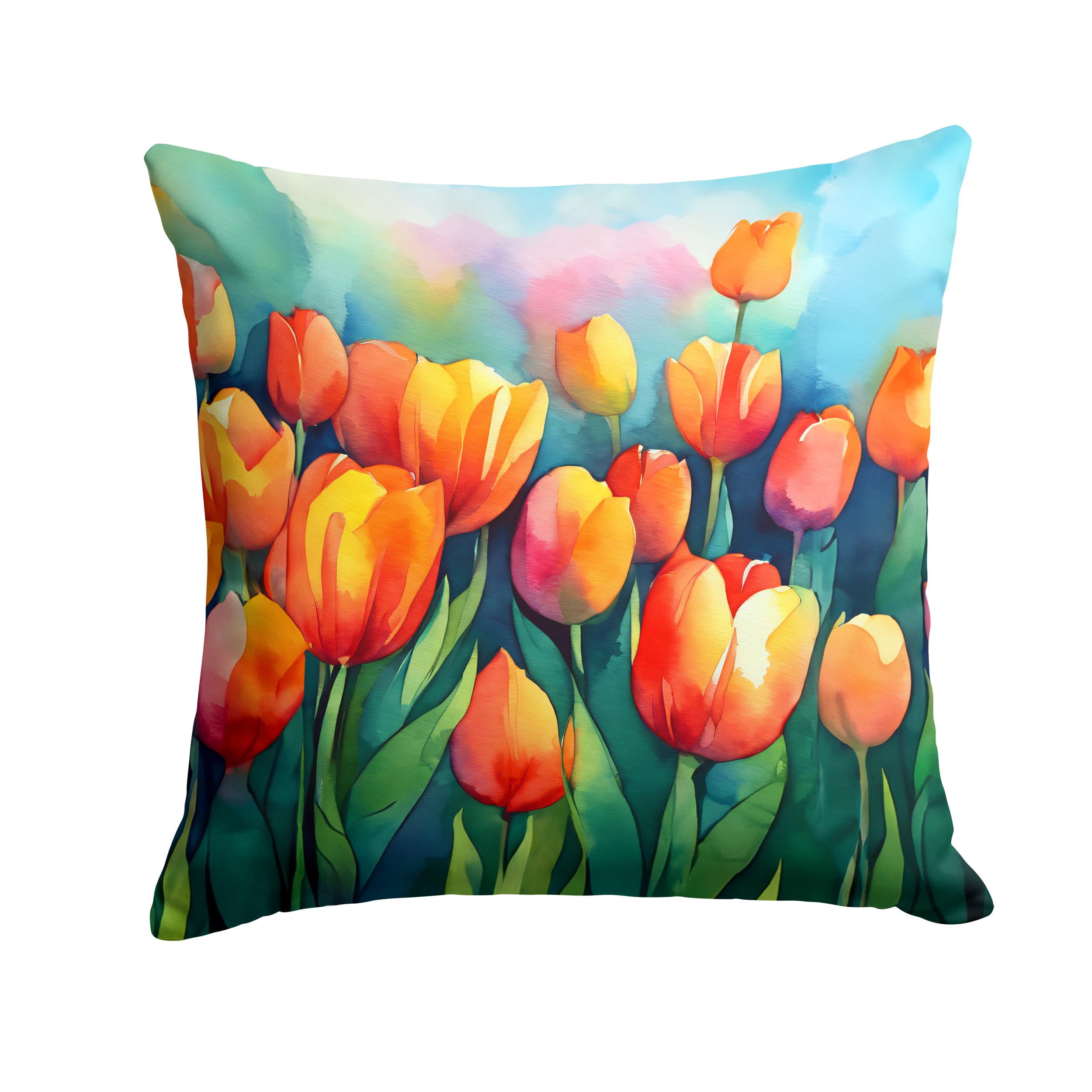 Tulips in Watercolor Throw Pillow
