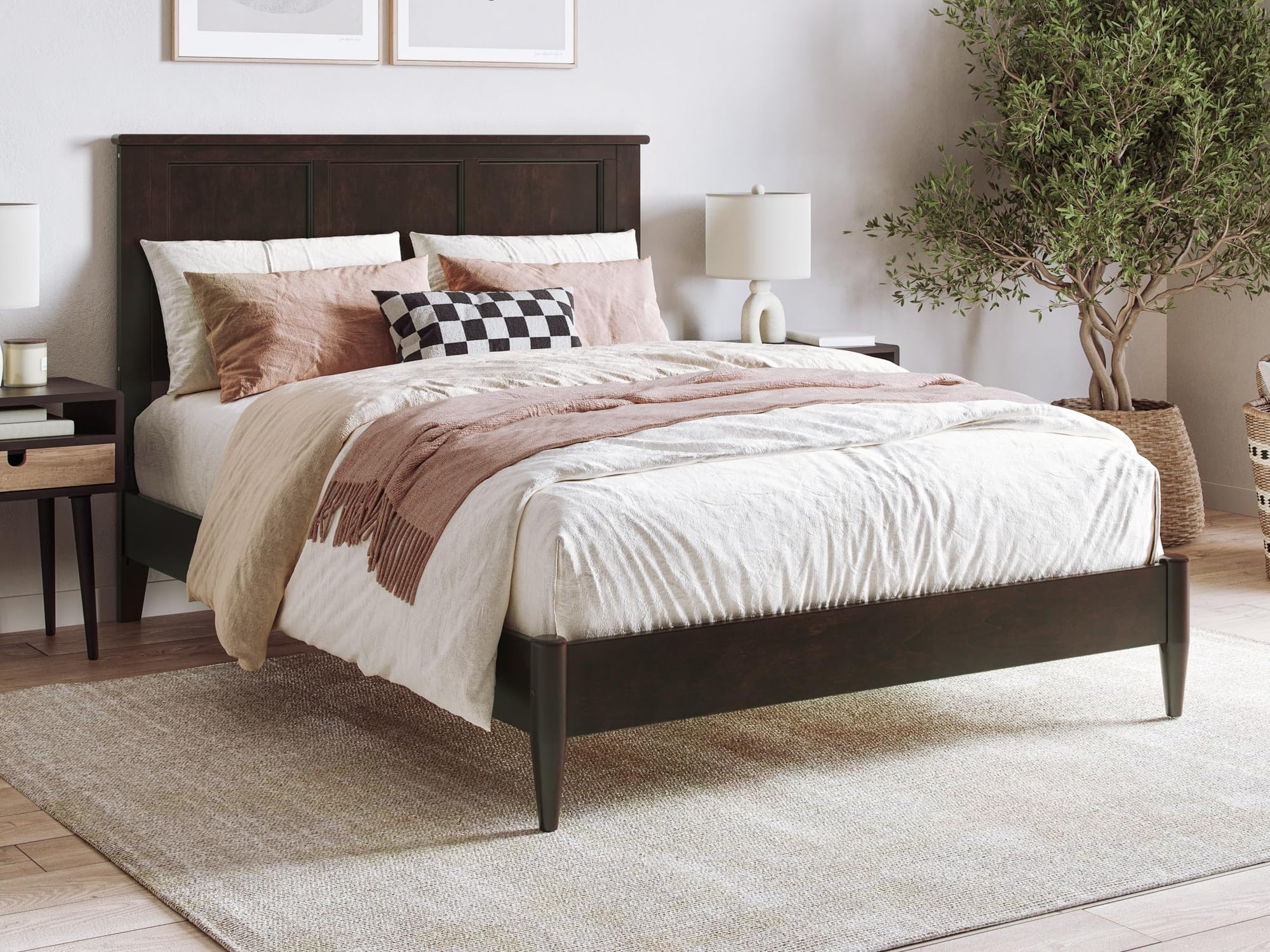 Charlotte Full Solid Wood Low Profile Platform Bed in Espresso