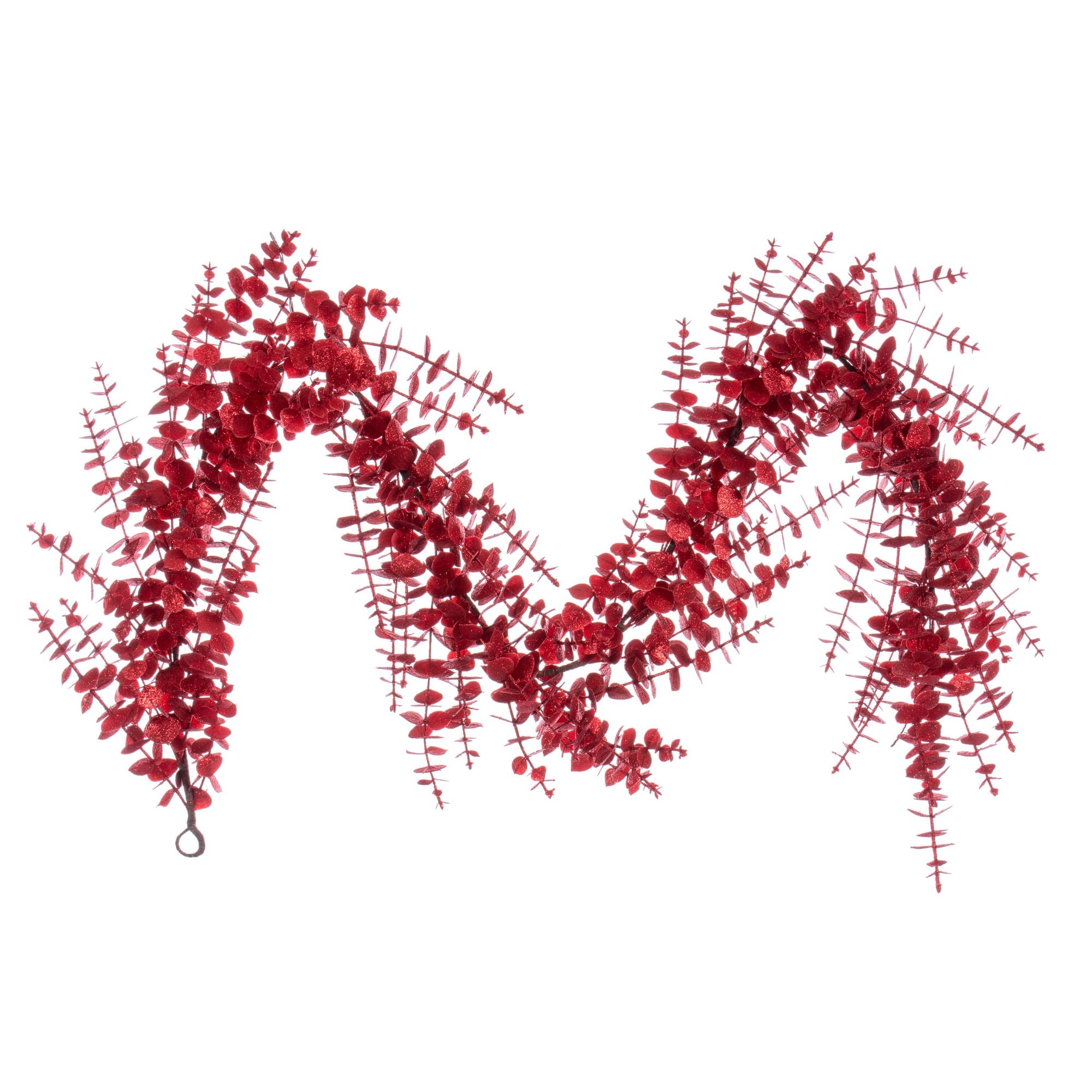 Casafoyer 6' Red Eucalyptus Glitter Garland | (2 Units)