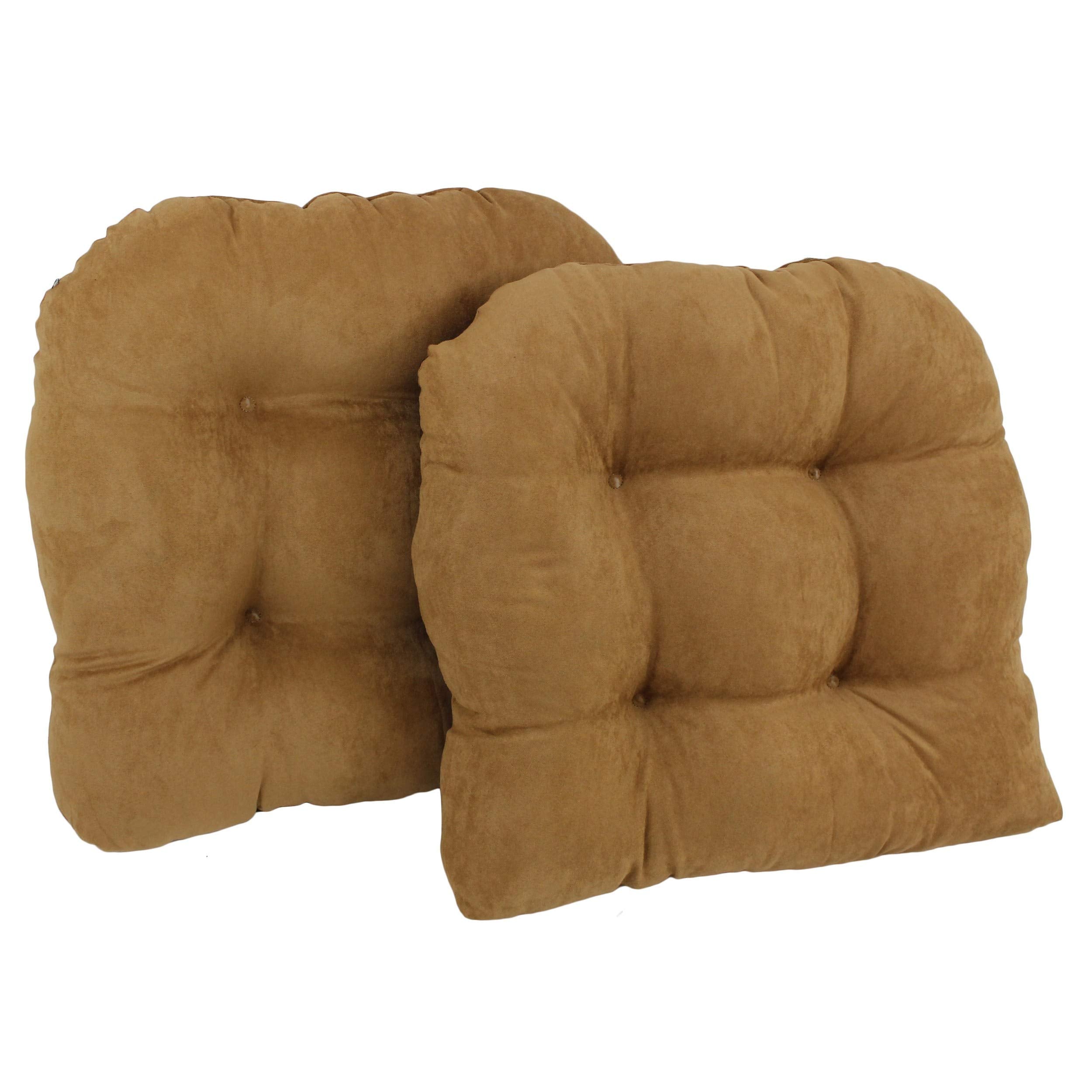 19-inch U-Shaped Micro Suede Tufted Dining Chair Cushion (Set of 2) - Camel