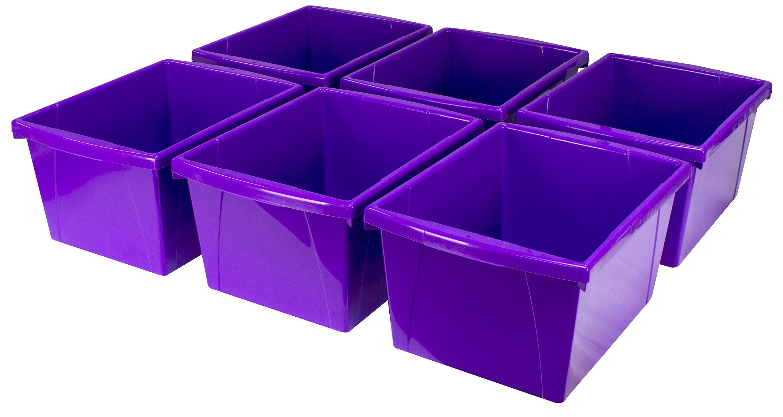 Storex 4 Gallon Storage Bin - Plastic Classroom Organizer For Books And Supplies, Violet, 6-Pack (61481U06C)