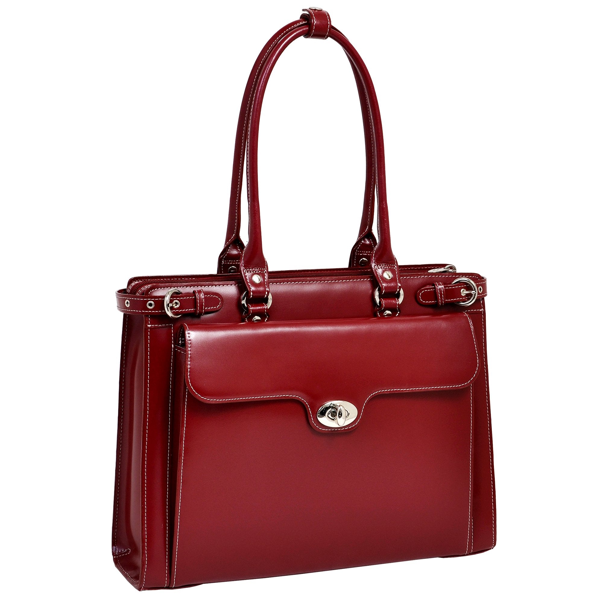 Mckleinusa, W Series, Winnetka, Top Grain Cowhide Leather, 15 Leather Ladies' Laptop Briefcase W/Removable Sleeve, Red (94836)