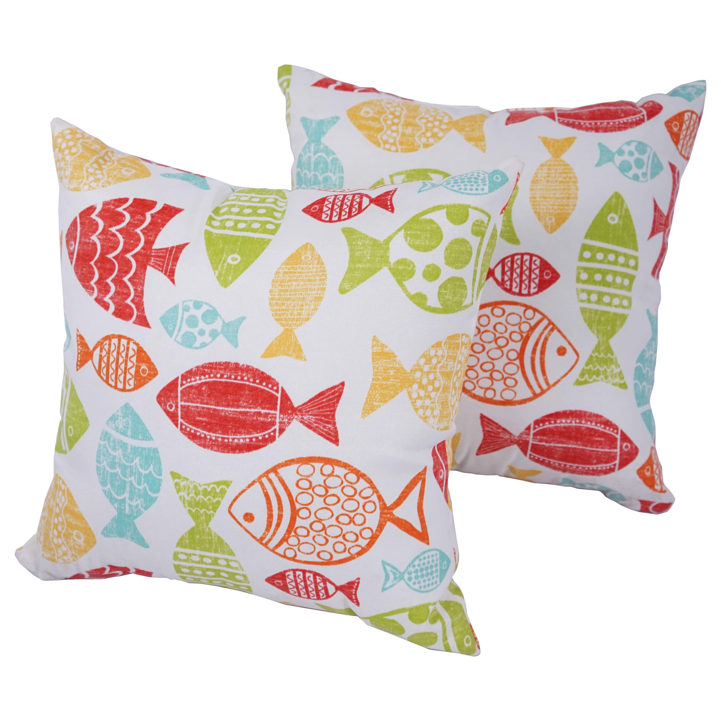 Blazing Needles 17-inch Outdoor Spun Polyester Throw Pillows (Set of 2) - King Fisher Splash