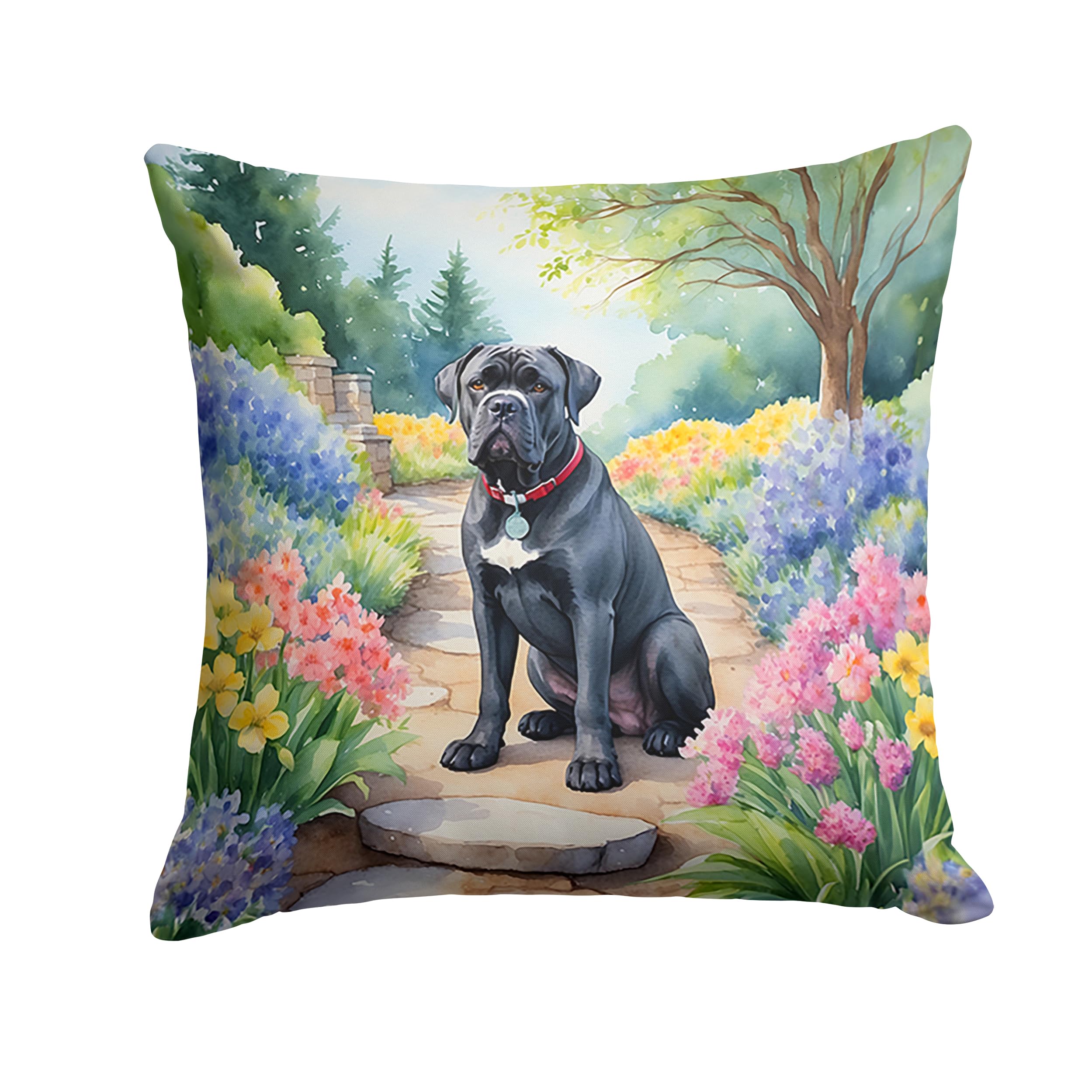 Carolines Treasures Cane Corso Spring Path Throw Pillow Machine Washable, Indoor Outdoor Decorative Pillow for Couch, Bed or Patio, 14Hx14W