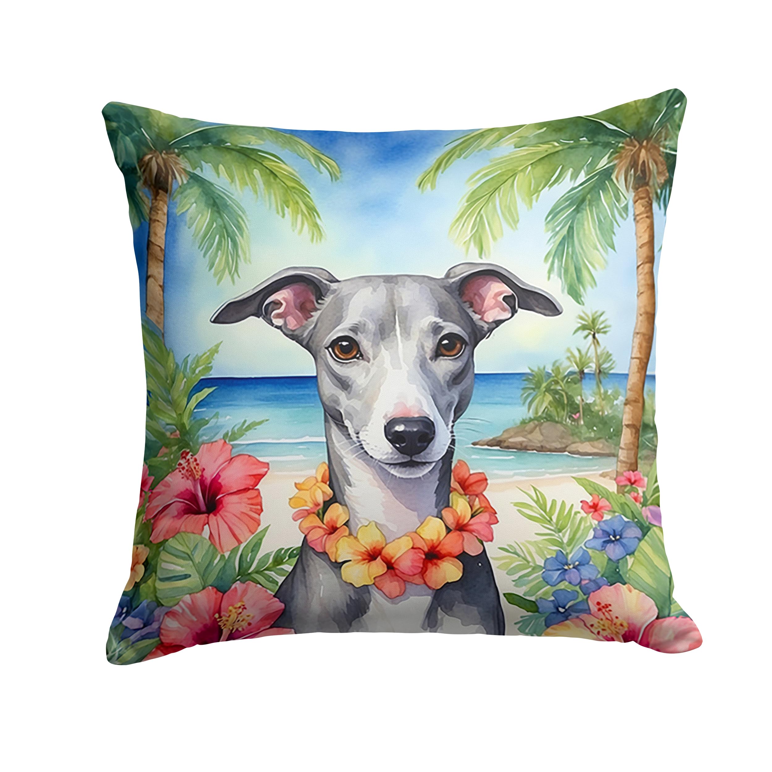 Carolines Treasures Luau Party Decorative Throw Pillow, 18Hx18W, Whippet 6537