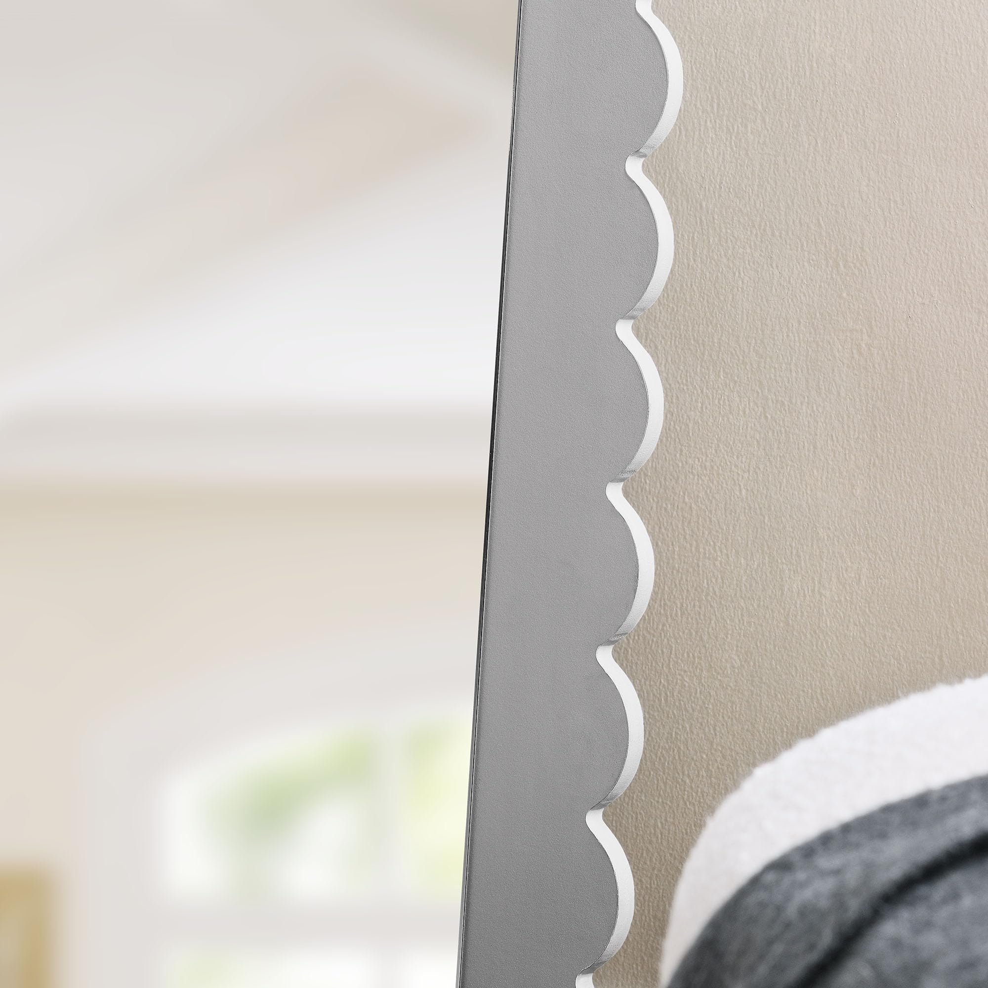 Emmeline Scalloped Rectangle Floor Mirror by Modway