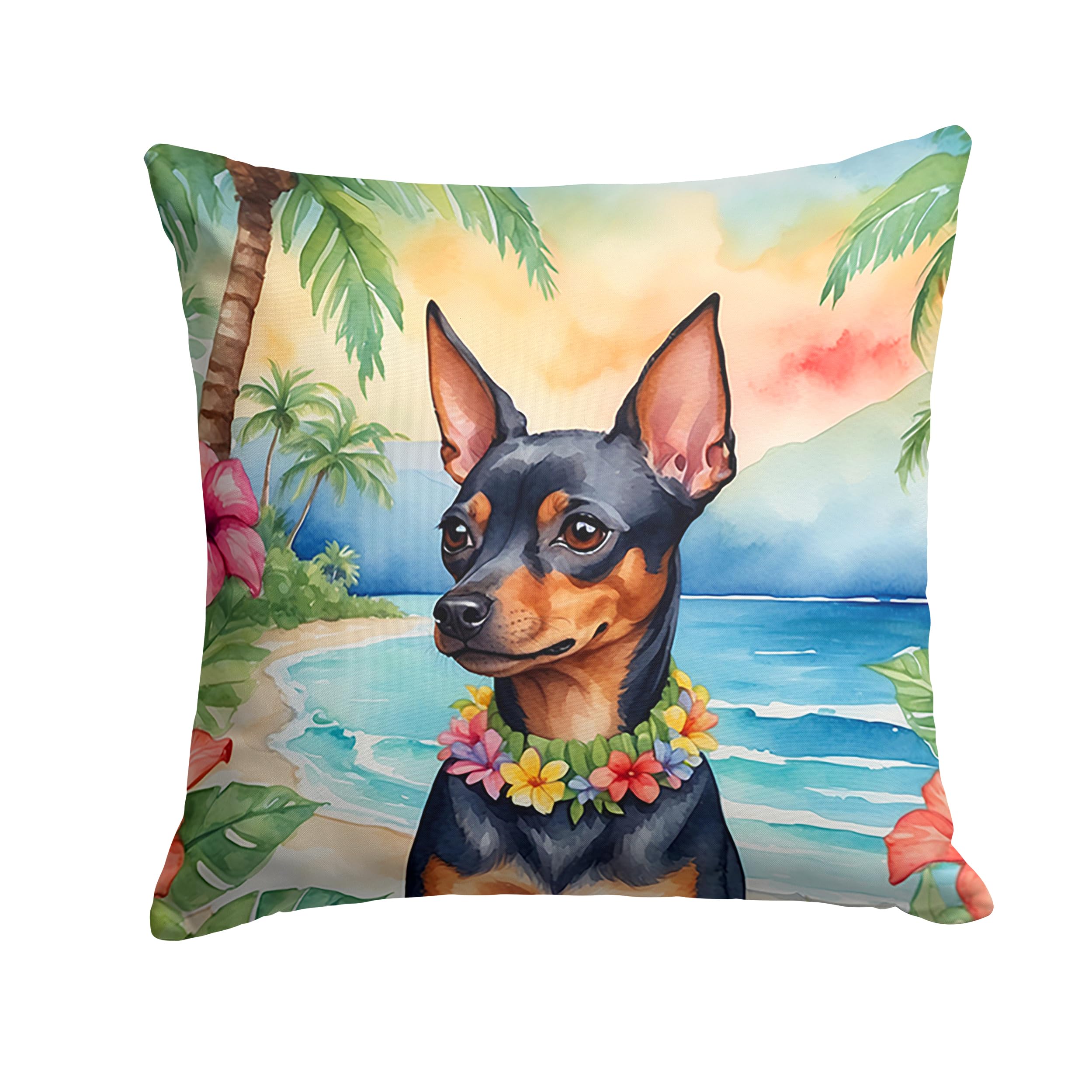 Miniature Pinscher Luau Throw Pillow
