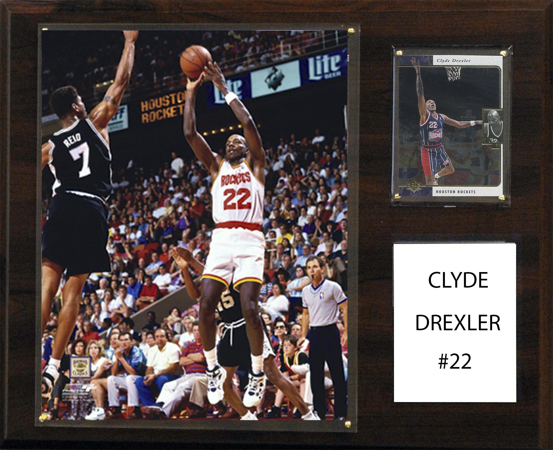 NBA 12x15″ Clyde Drexler Houston Rockets Player Plaque