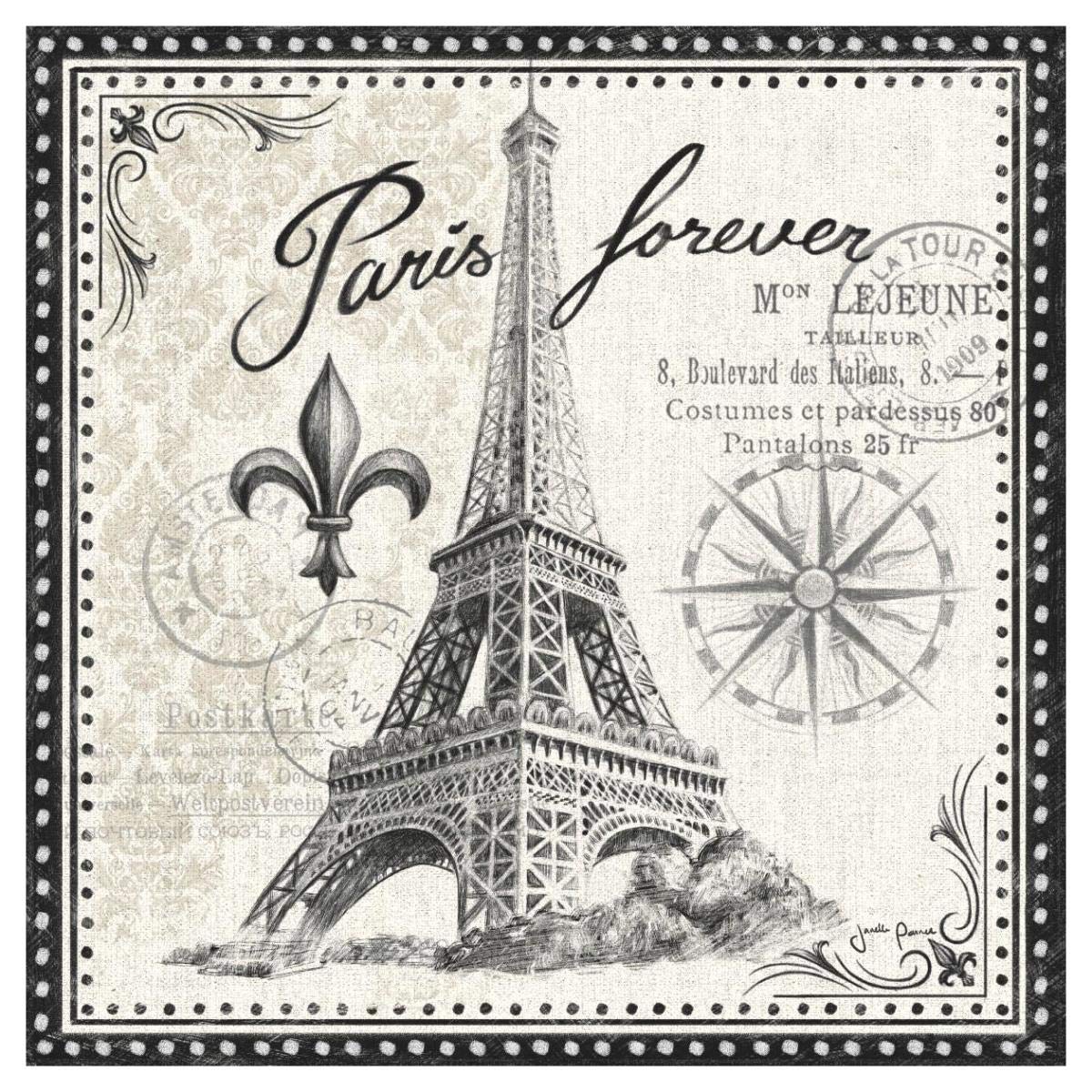 Bonjour Paris III Dark -Paper Art-42x42”
