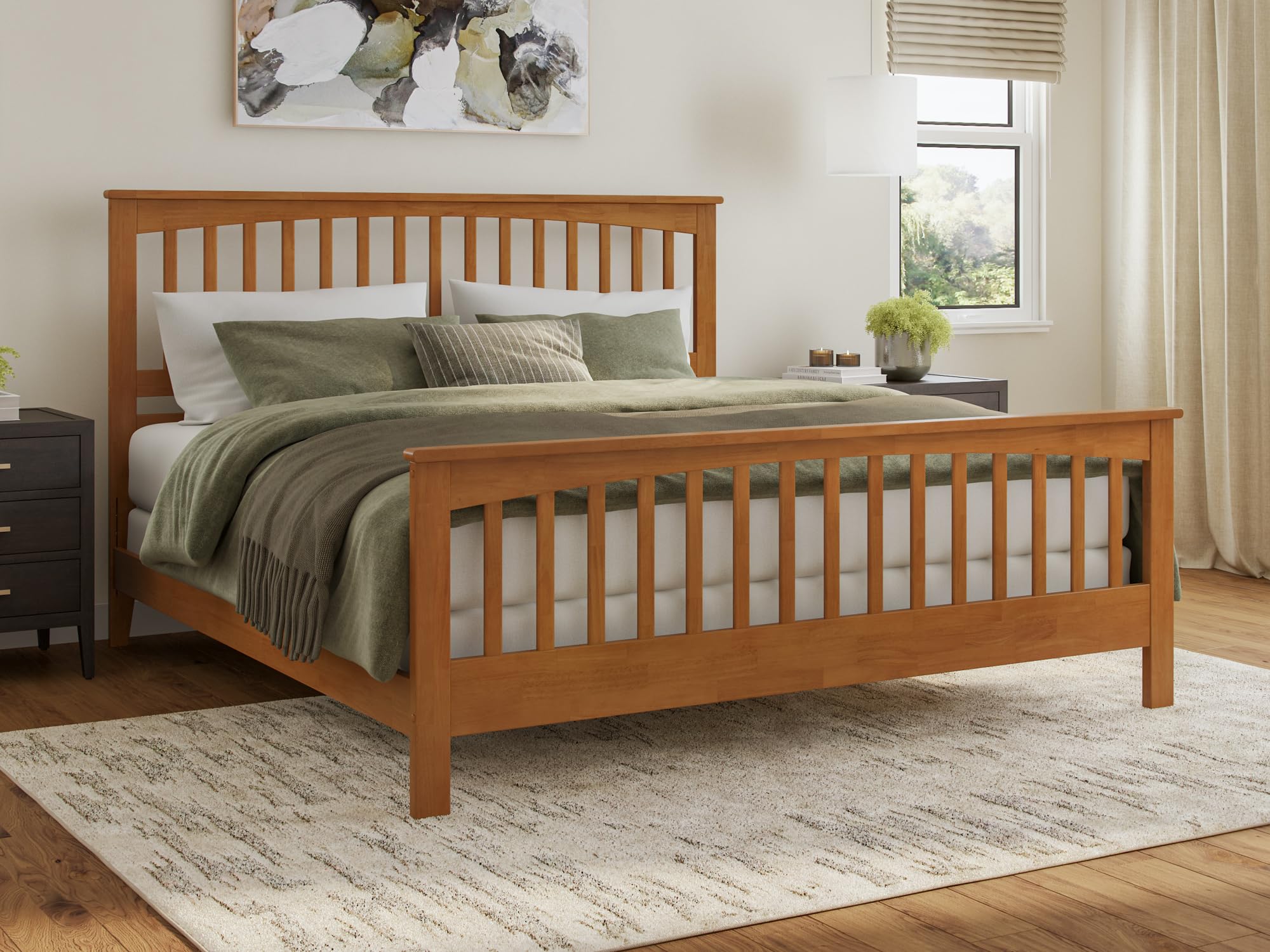 Brooklyn King Foundation Bed with Matching Footboard in Light Toffee