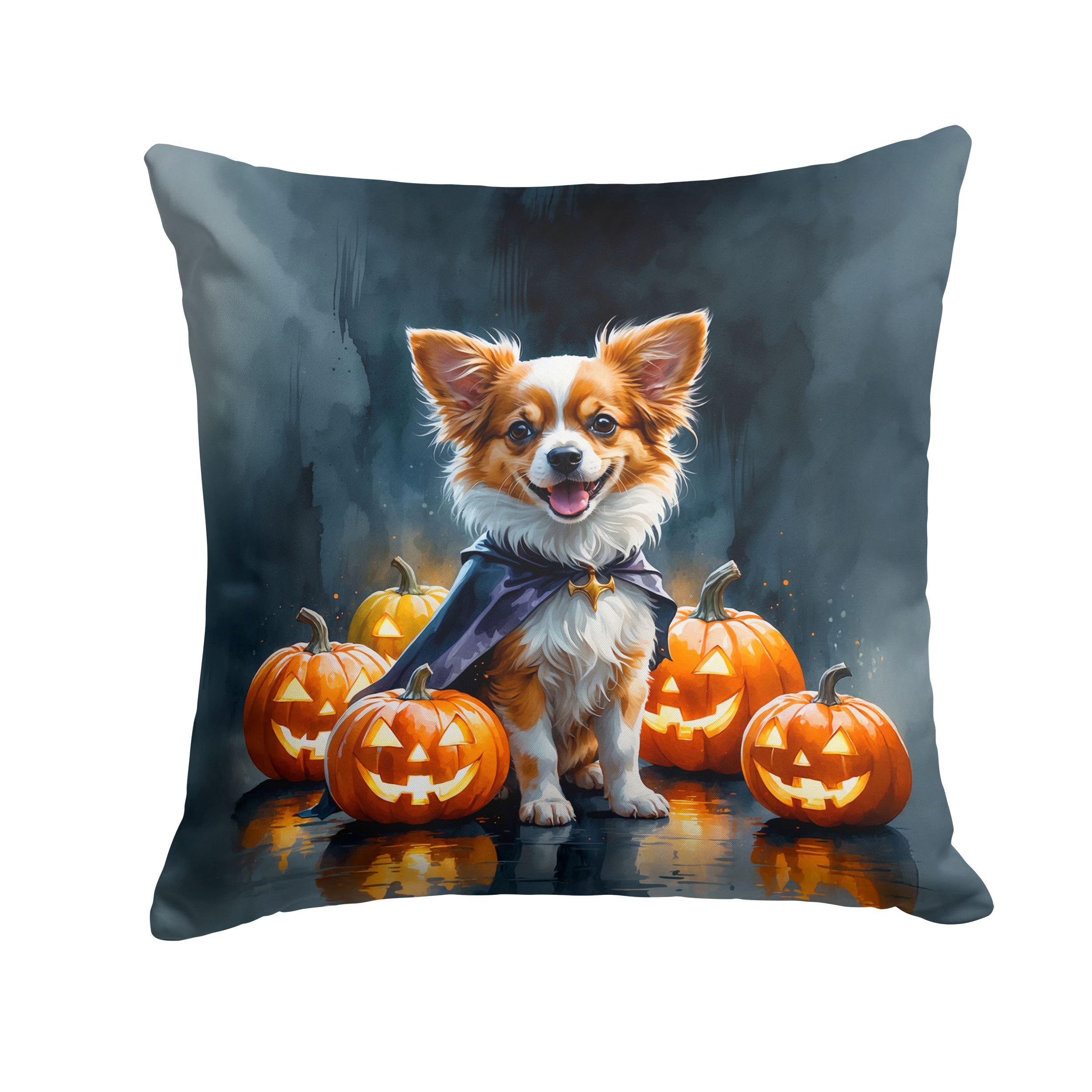 Carolines Treasures Papillon Puppy Halloween Throw Pillow Machine Washable, Indoor Outdoor Decorative Pillow for Couch, Bed or Patio, 18Hx18W