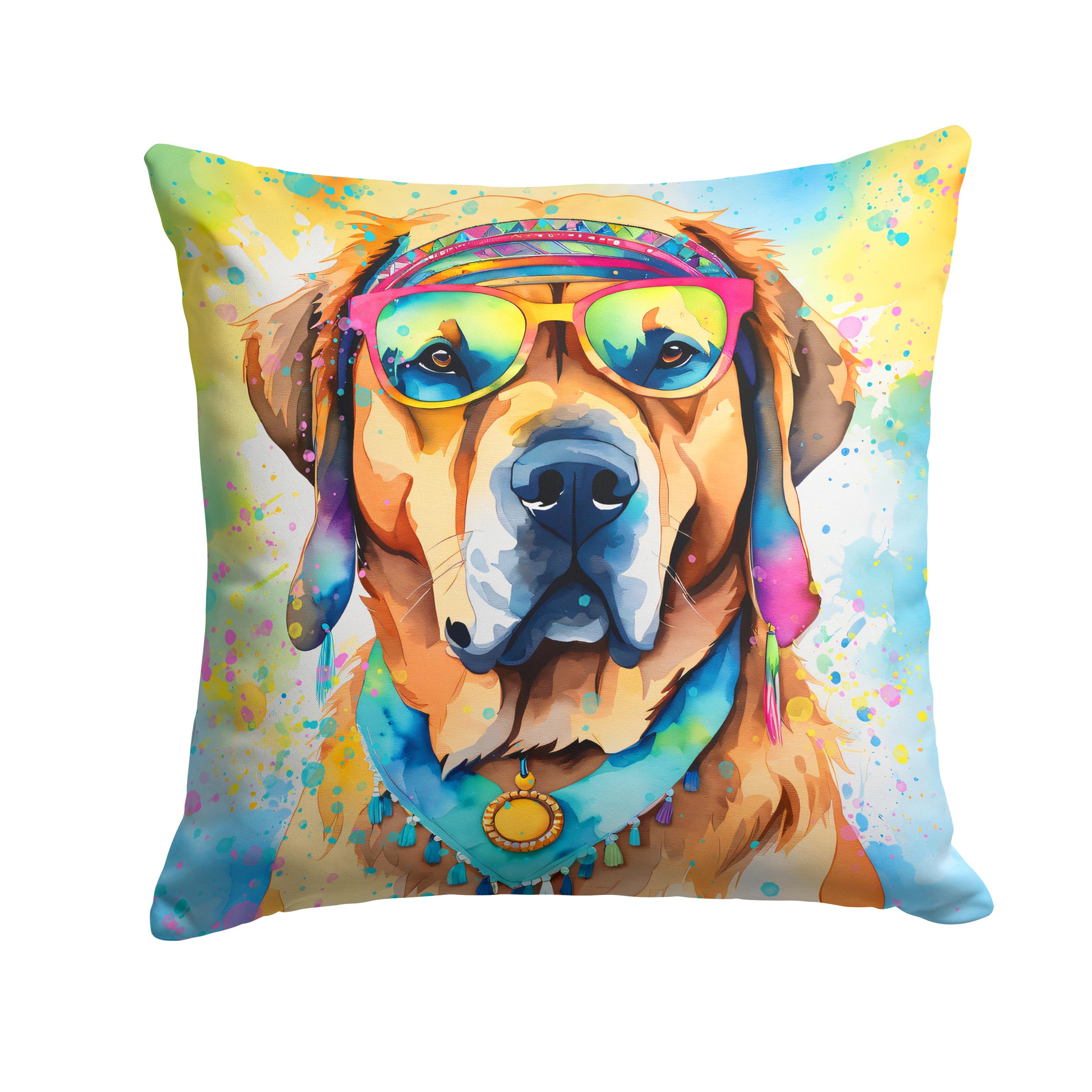 Mastiff Hippie Dawg Throw Pillow