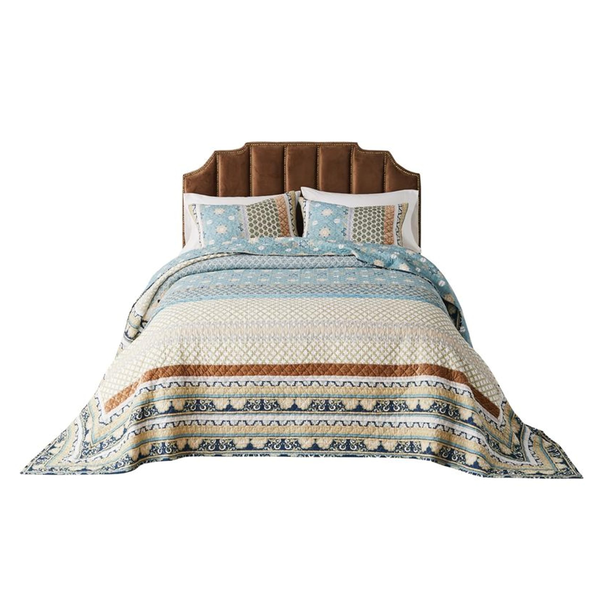 Ello 3pc King Bedspread and Pillow Sham Set, Bohemian Multicolor Print