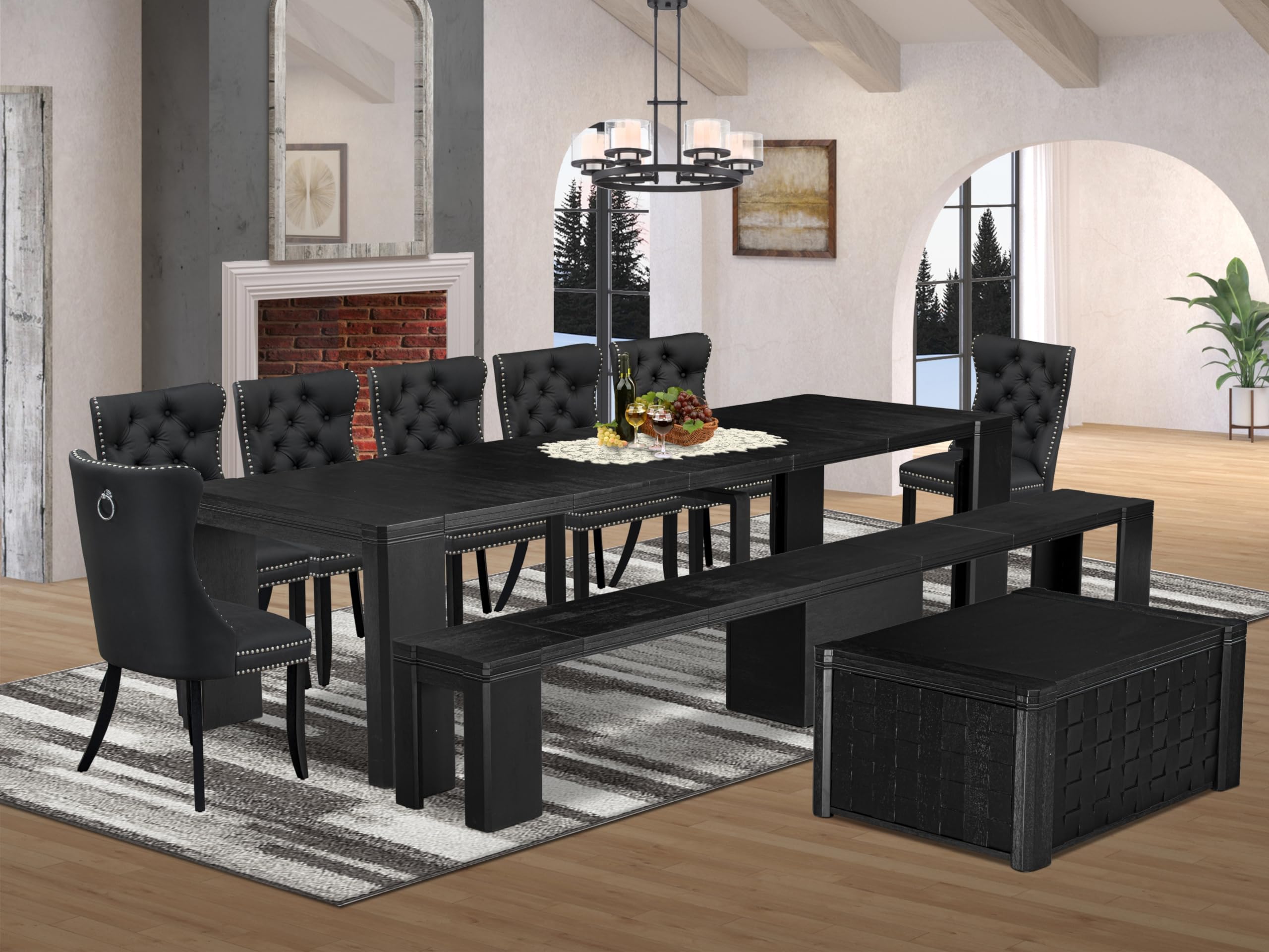 10-piece Dining room Table Set a Rectangular Kitchen Table with a coffee Table