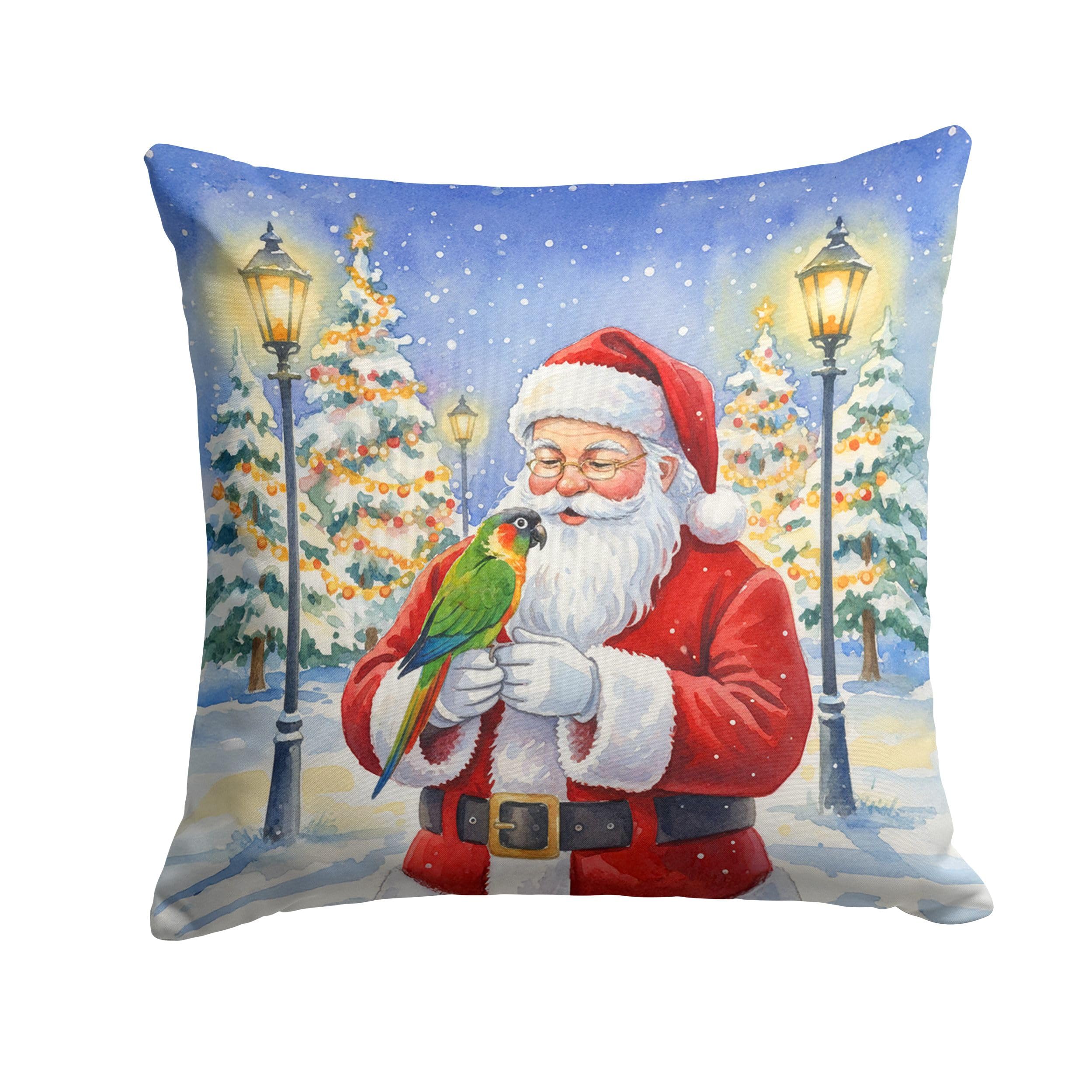 Carolines Treasures Black-Headed Caique with Santa Claus Throw Pillow Decorative Indoor Outdoor Accent Cushion for Couch, Bed or Patio, 18Hx18W