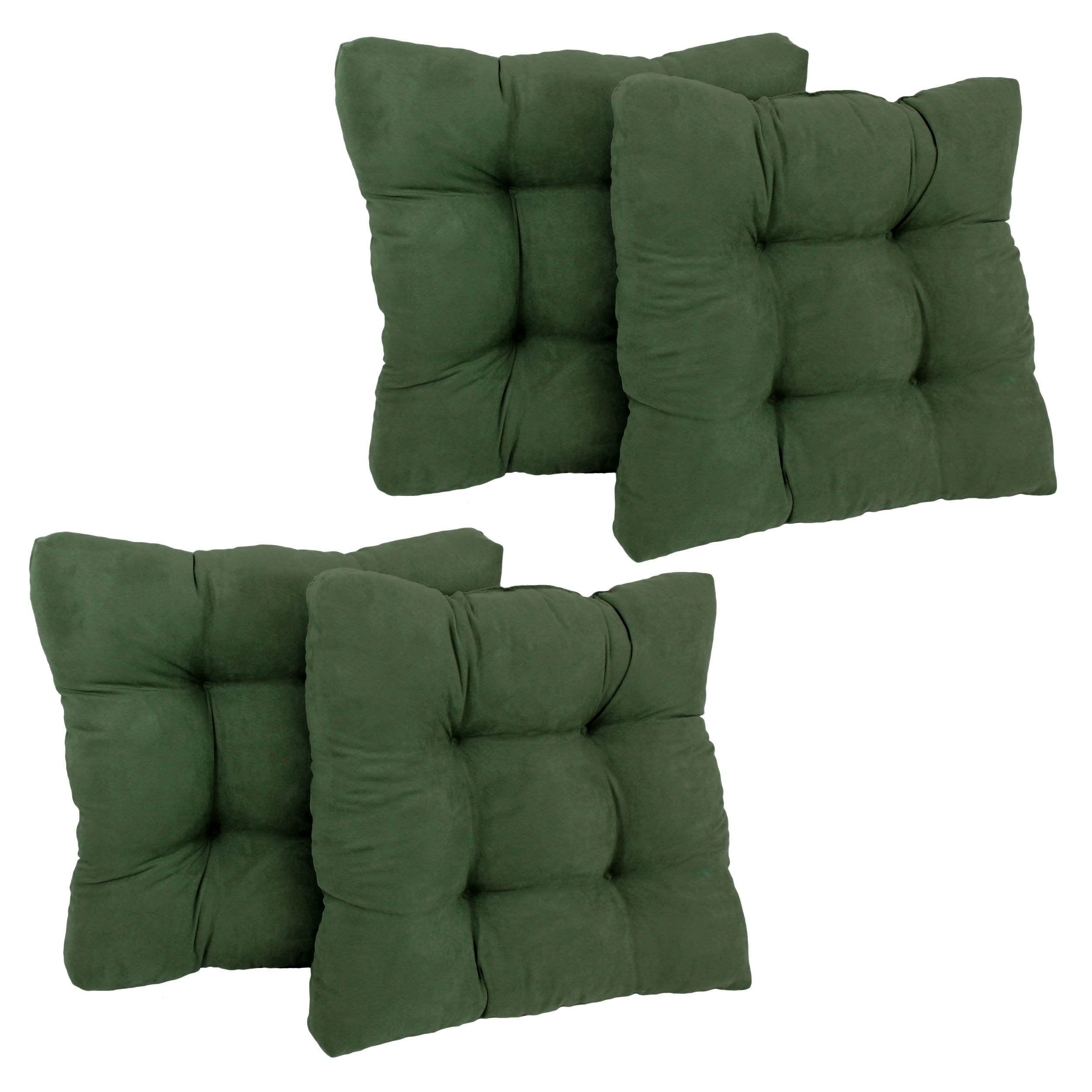 19-inch Squared Microsuede Tufted Dining Chair Cushion (Set of Four) - Hunter Green