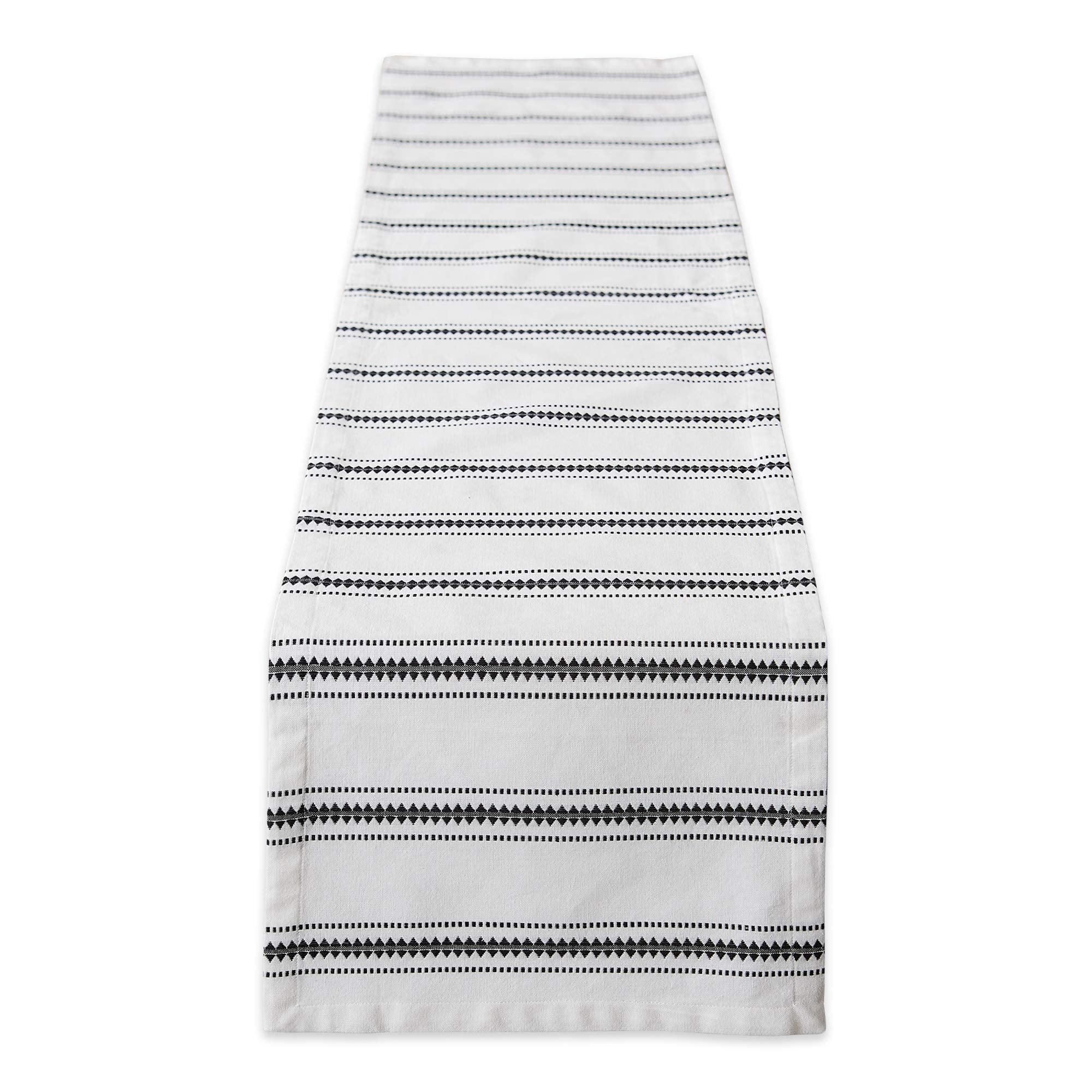 Dii Zig Dobby Collection Tabletop, Table Runner, 14X72, Black