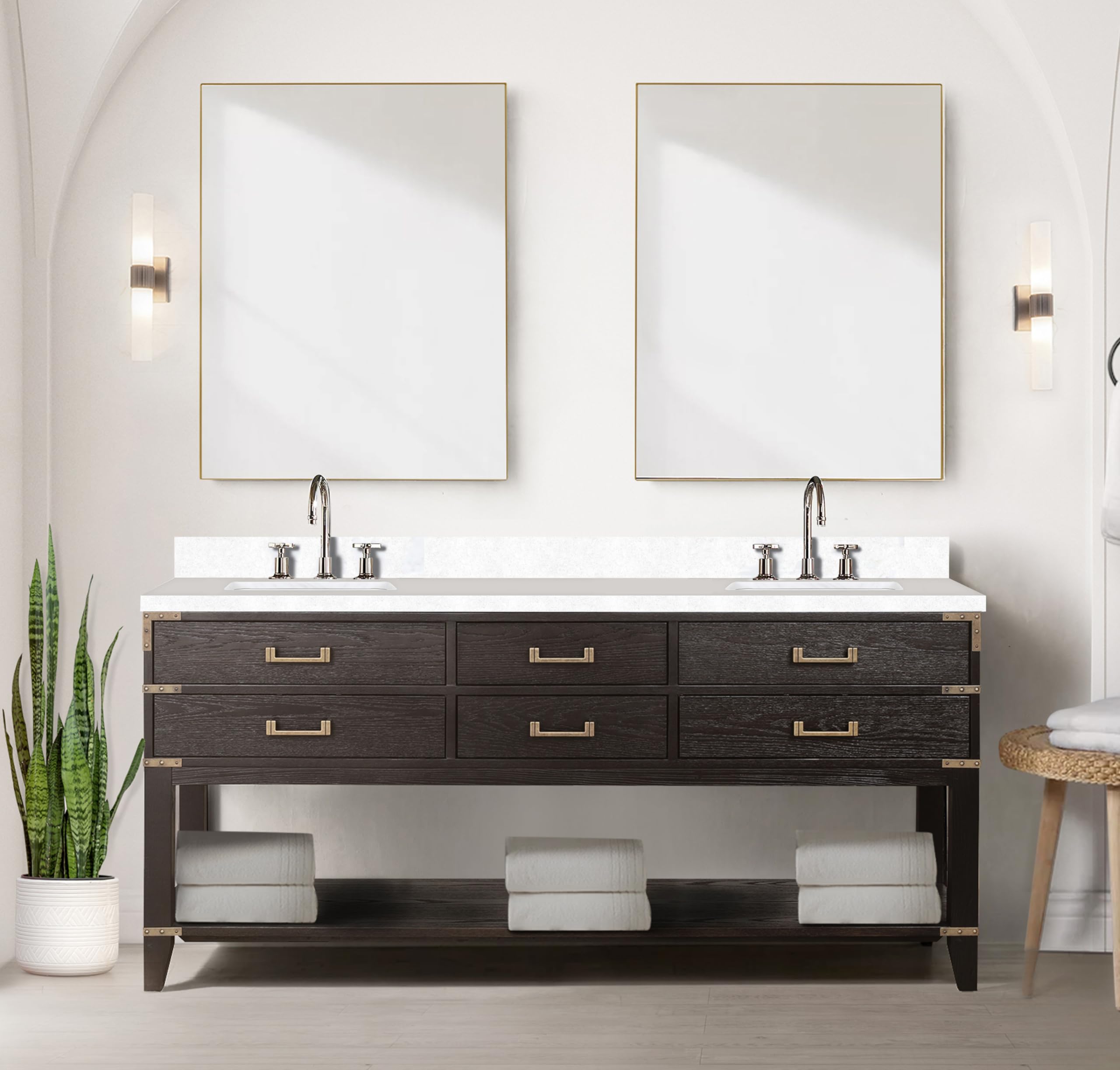 Norwalk 72 in W x 22 in D Black Oak Double Bath Vanity