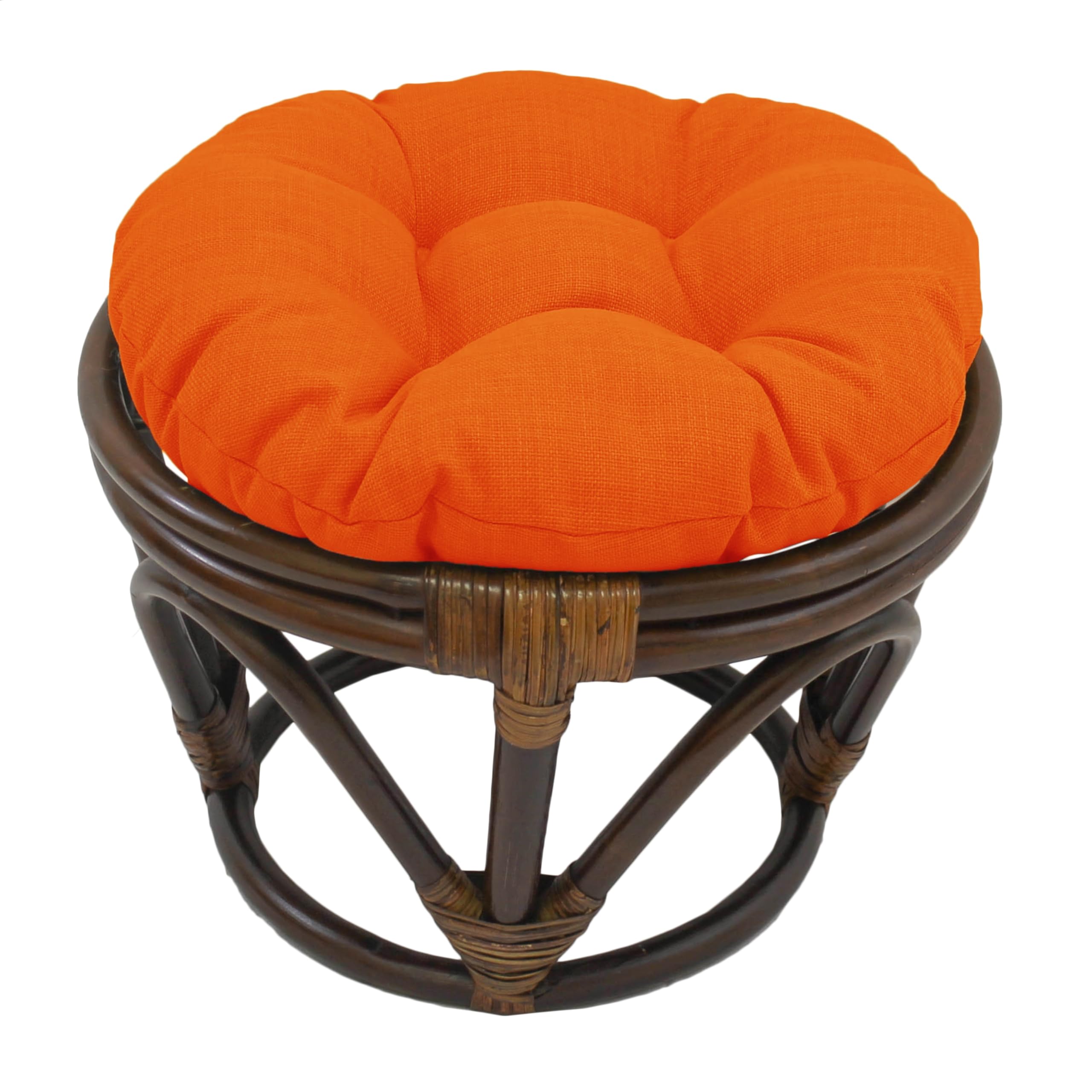 18-inch Round Spun Polyester Tufted Footstool Cushion - Tangerine Dream