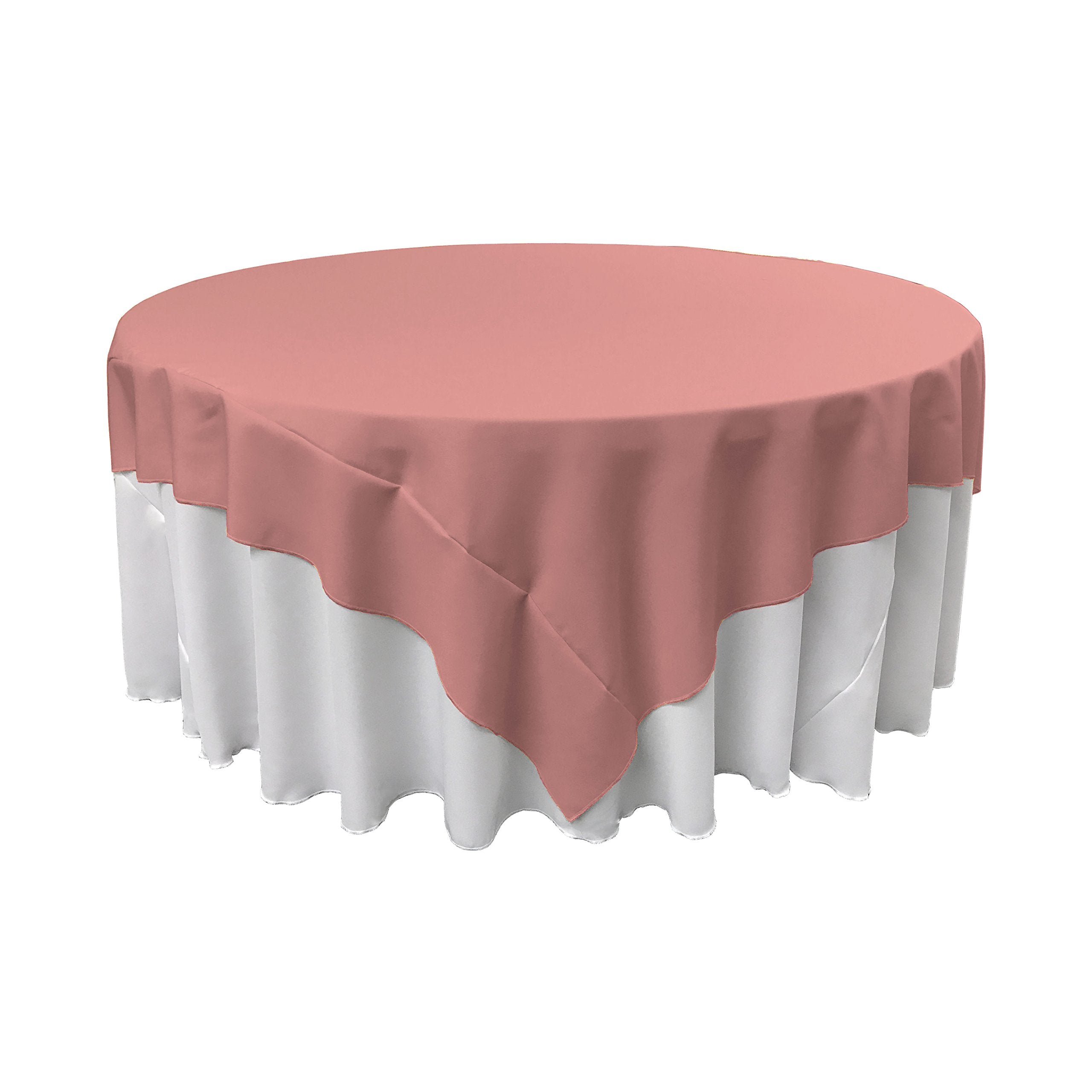 LA Linen Polyester Poplin Square Tablecloth, 90 by 90-Inch, Dusty Rose