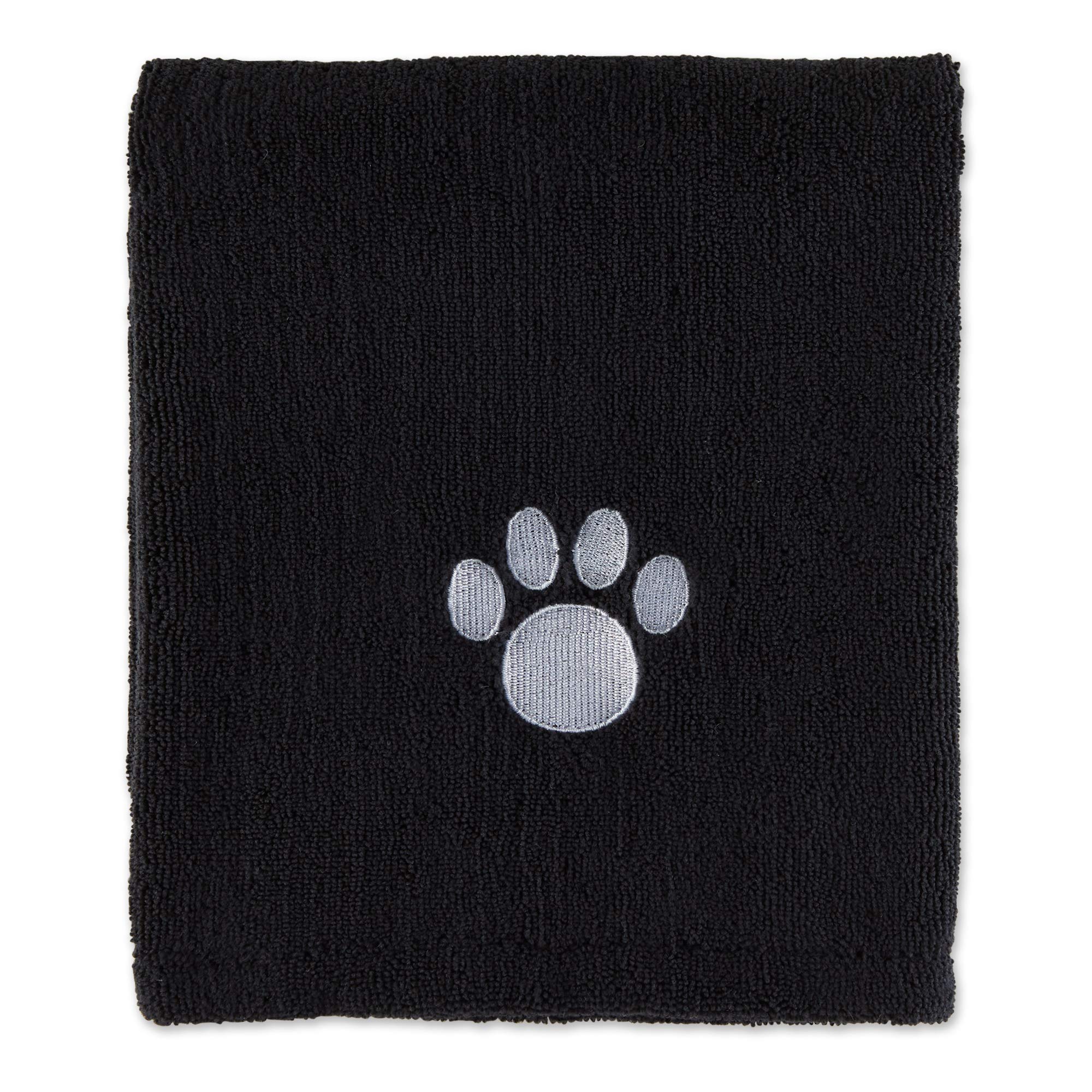 Bone Dry Pet Grooming Towel Collection Absorbent Microfiber X-Large, 41X23.5, Embroidered Black