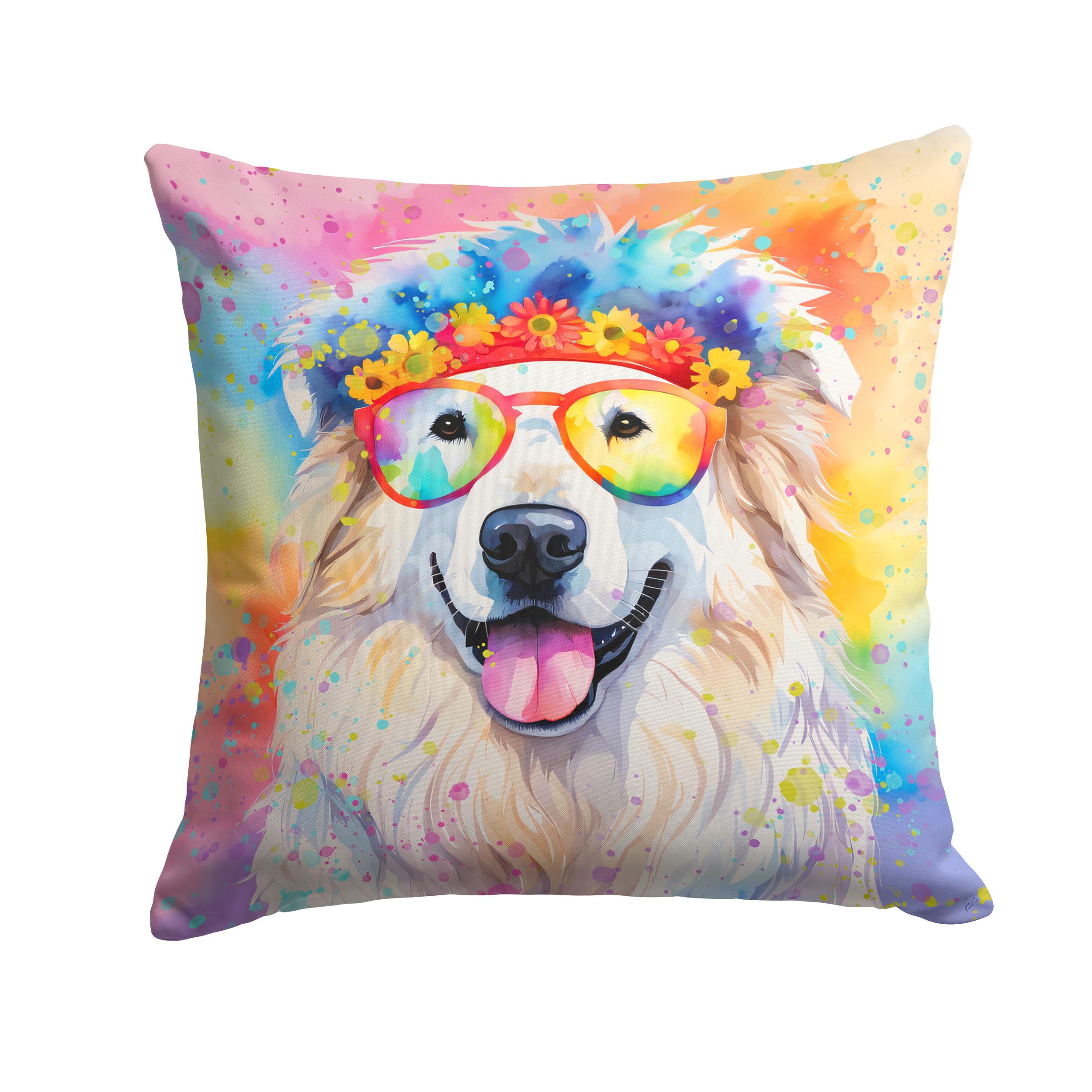 Great Pyrenees Hippie Dawg Throw Pillow