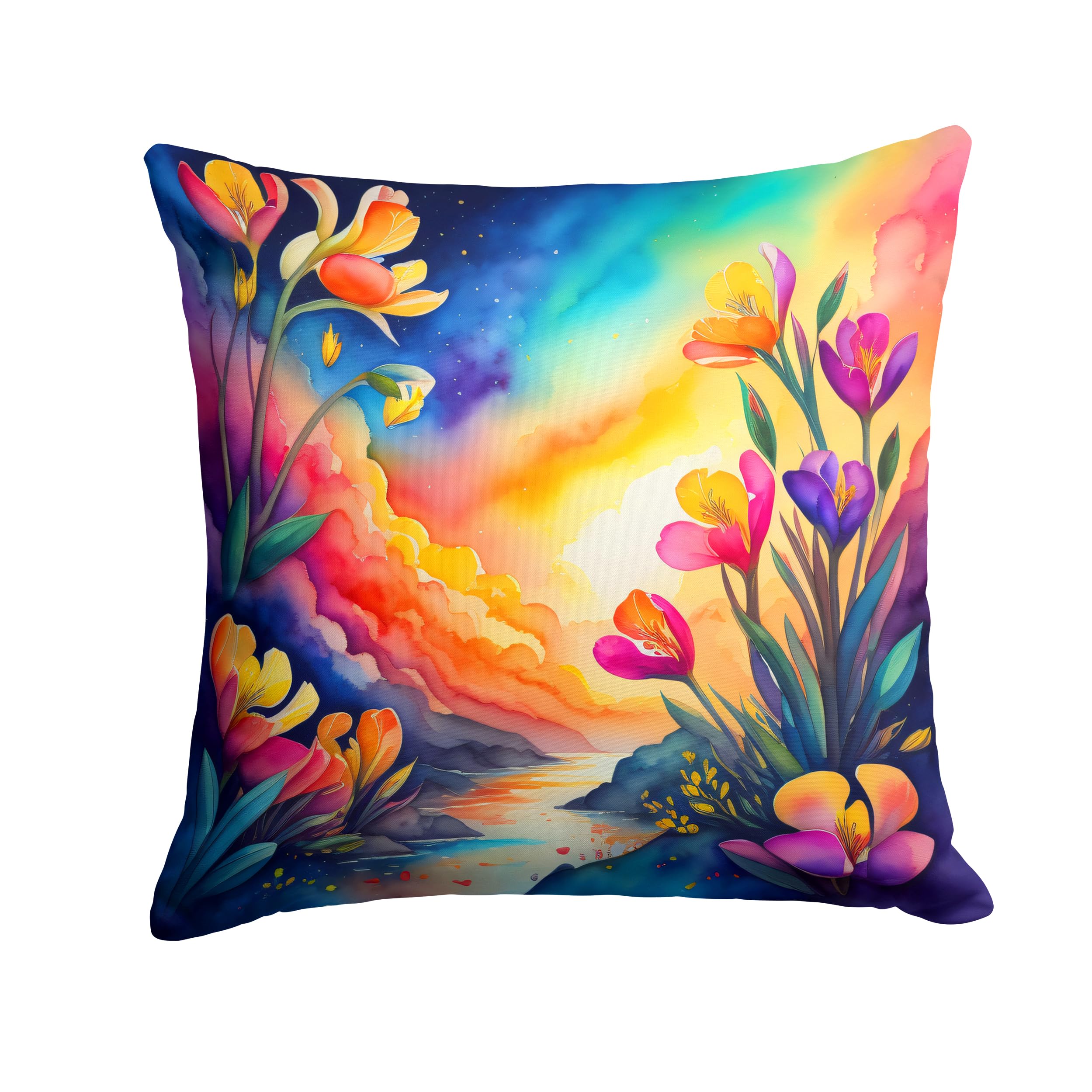 Colorful Freesia Throw Pillow