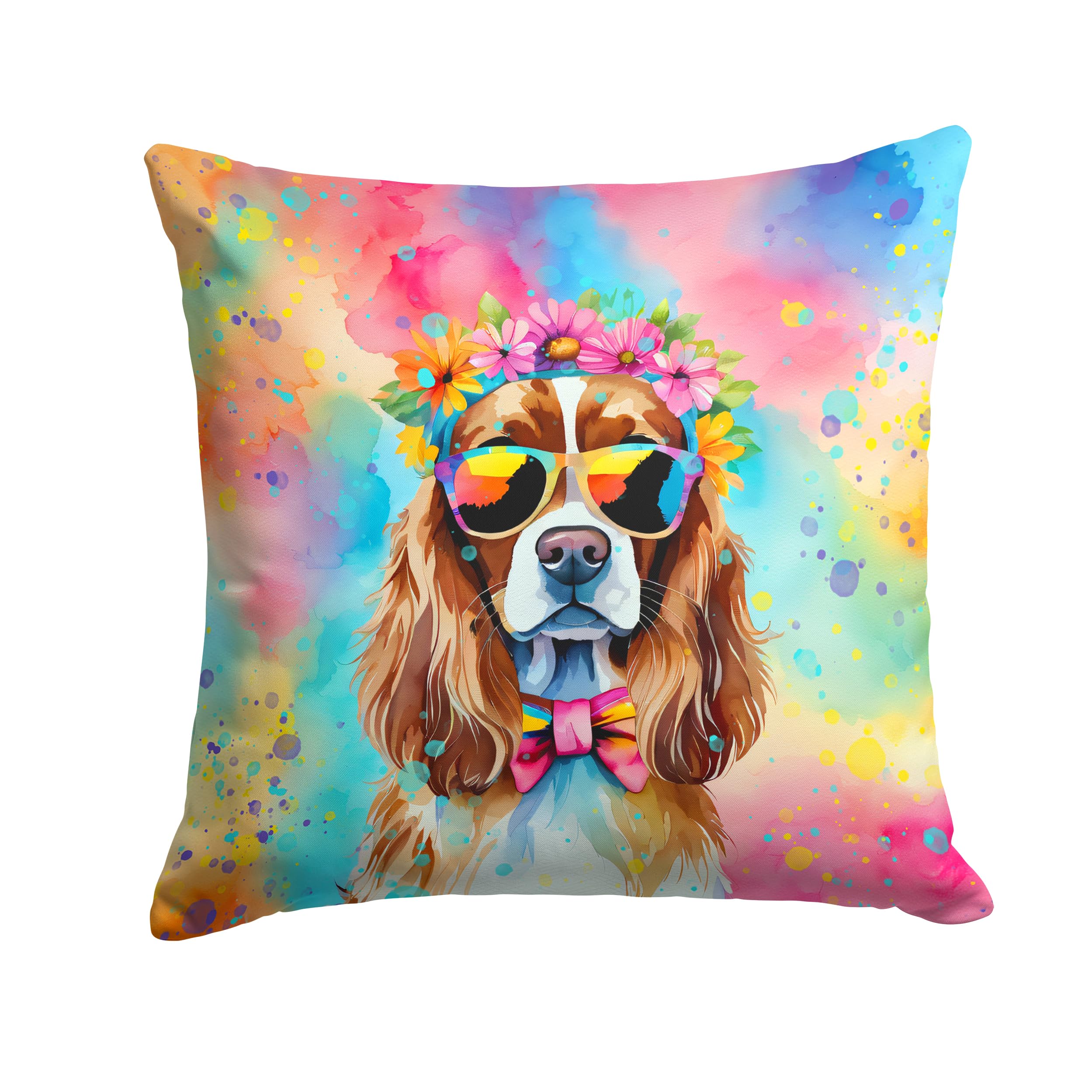 Cavalier Spaniel Hippie Dawg Throw Pillow