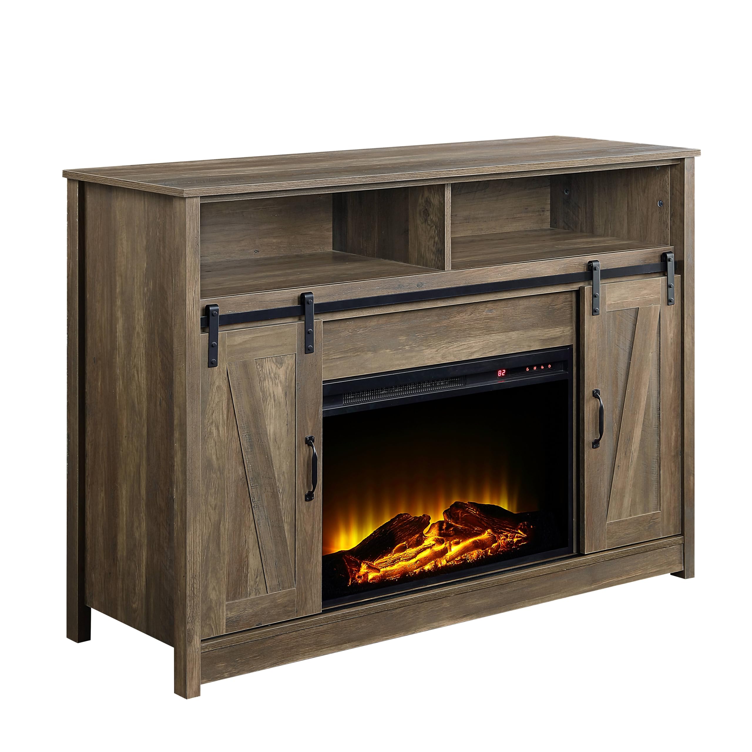 ACME Tobias Fireplace, Rustic Oak Finish
