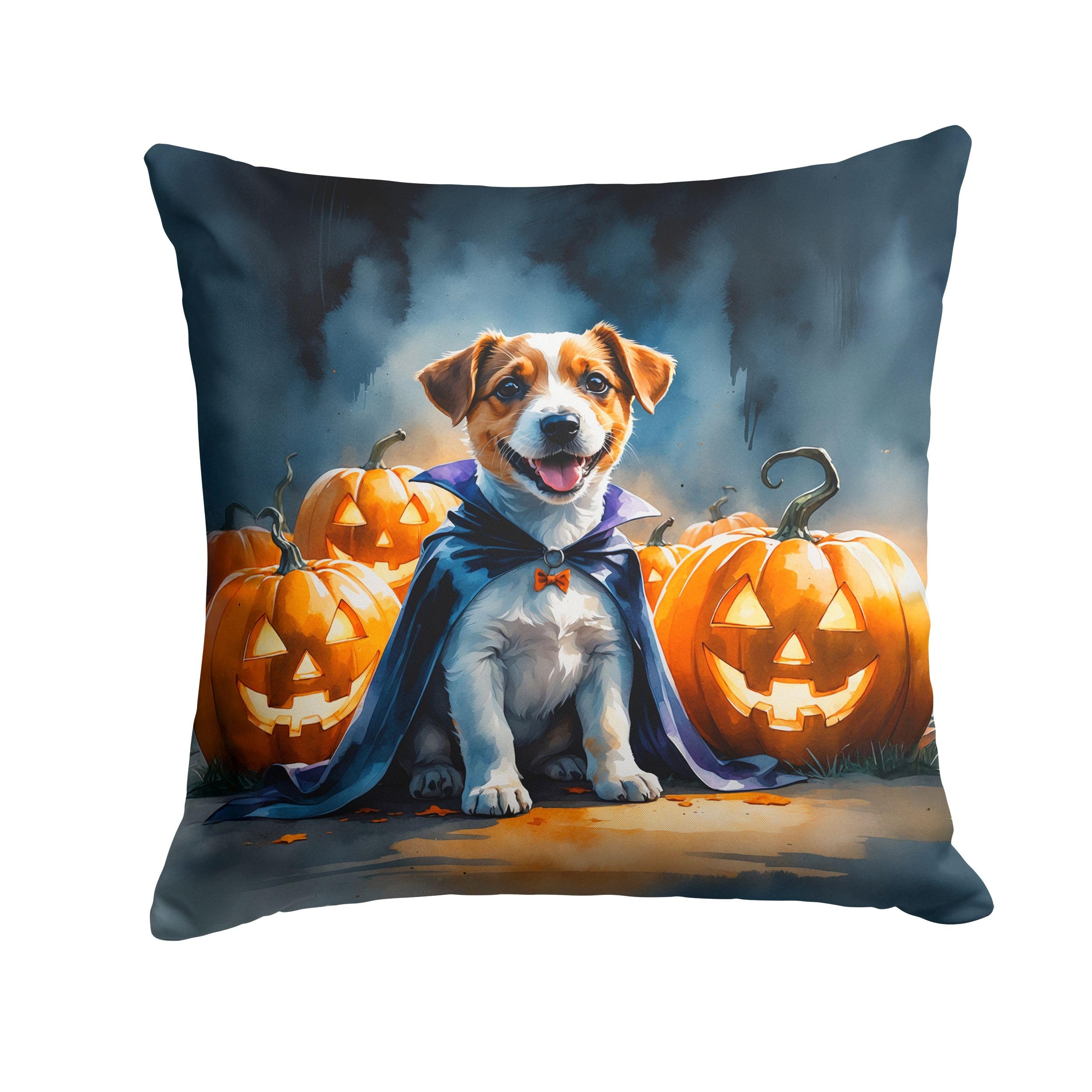 Carolines Treasures Jack Russell Terrier Puppy Halloween Throw Pillow Machine Washable, Indoor Outdoor Decorative Pillow for Couch, Bed or Patio, 14Hx14W