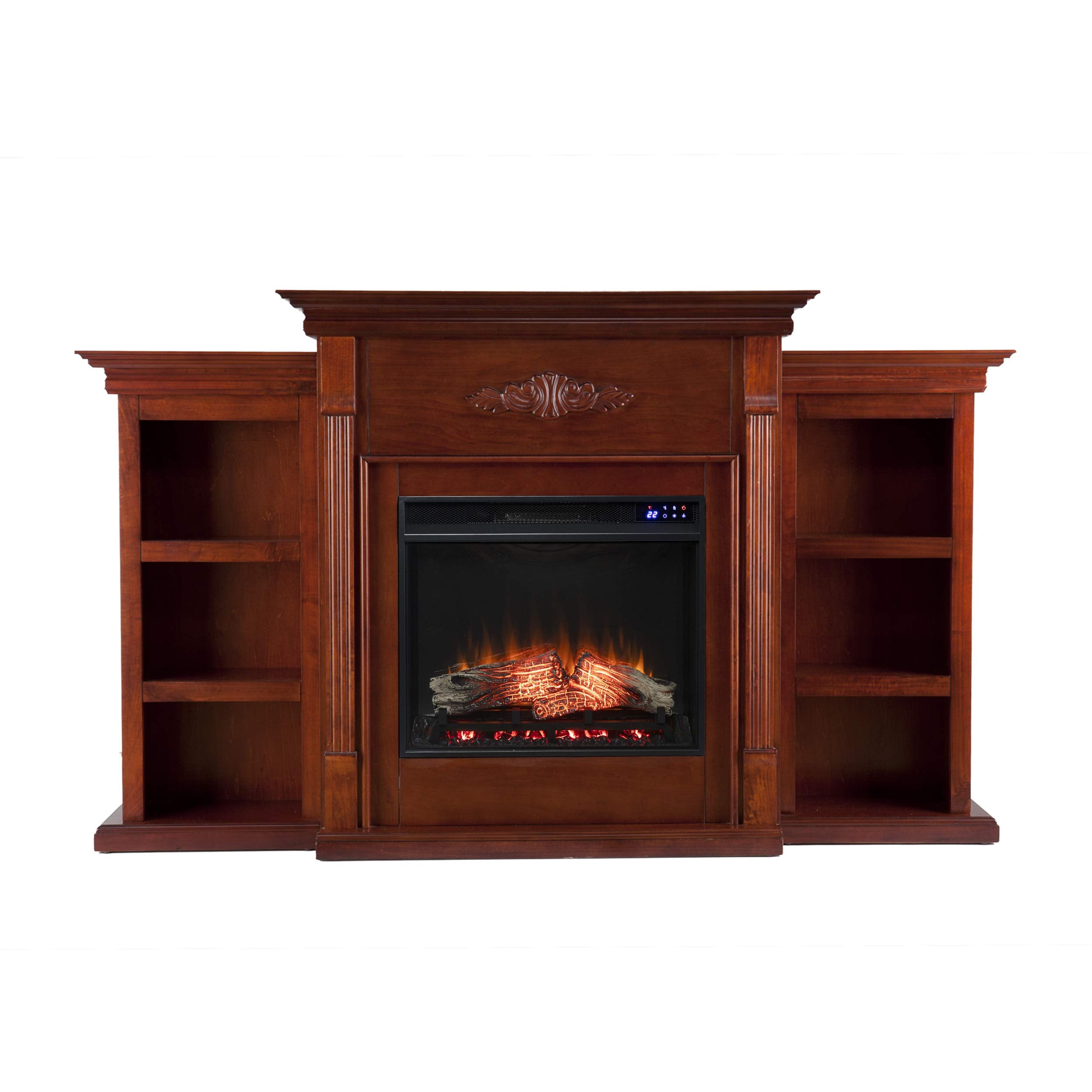 Tennyson Touch Screen Electric Fireplace with Bookcases