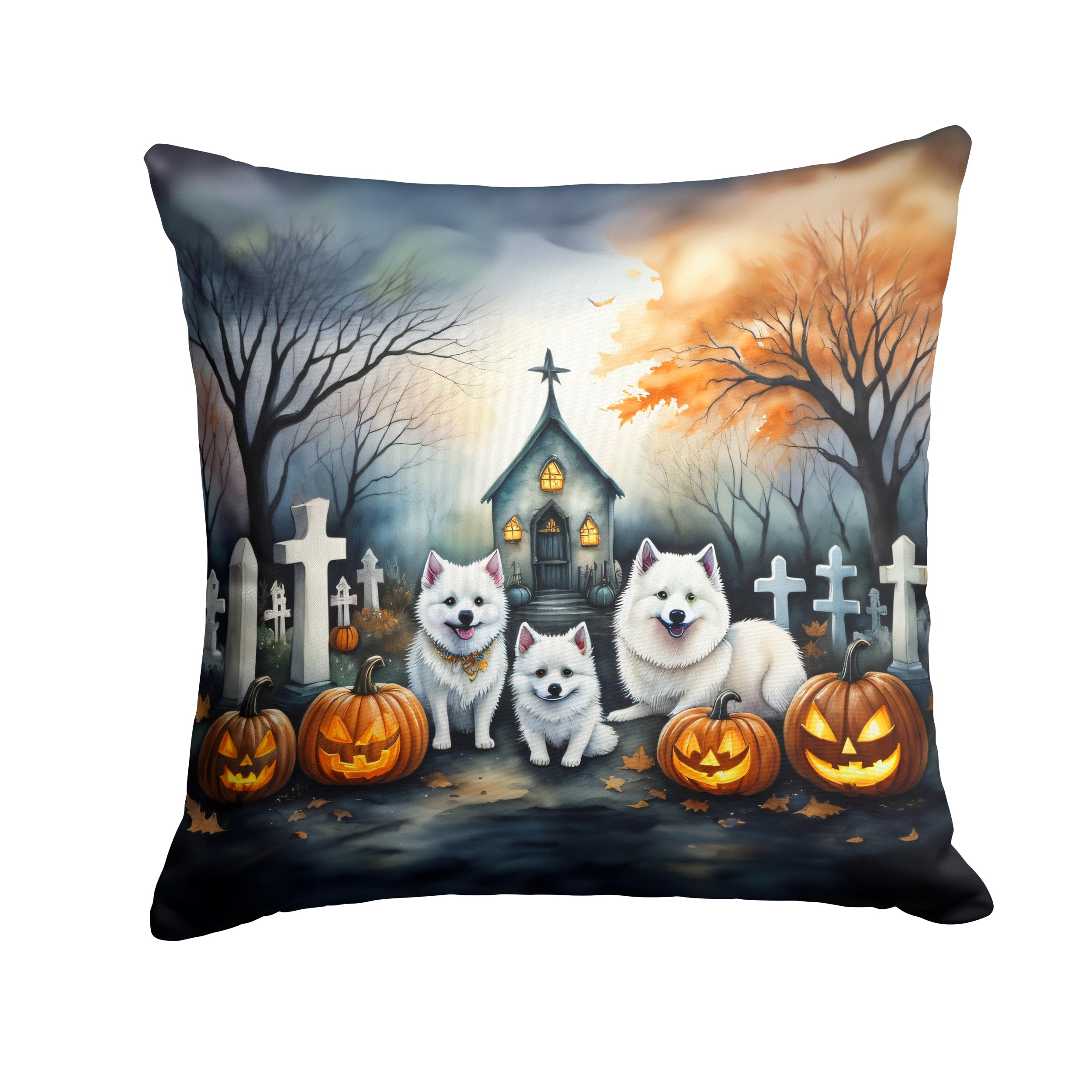 American Eskimo Spooky Halloween Throw Pillow