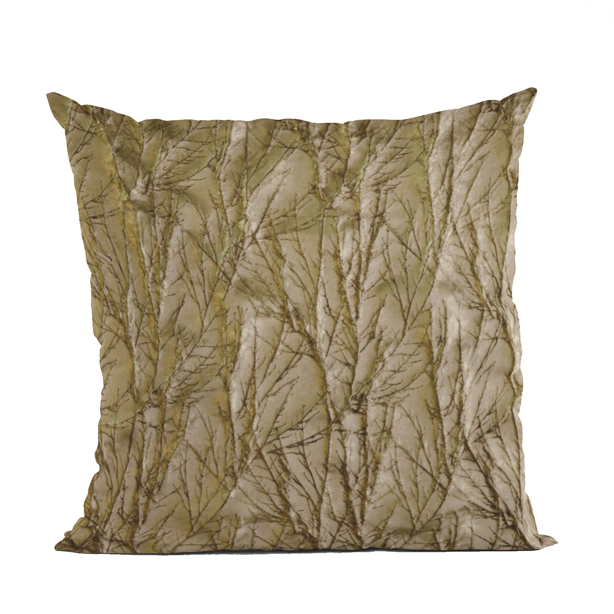 Plutus Burnished Bronze Yarns Shiny Fabric With Twig Pattern Luxury Throw Pillow - Double sided  20 x 36” King